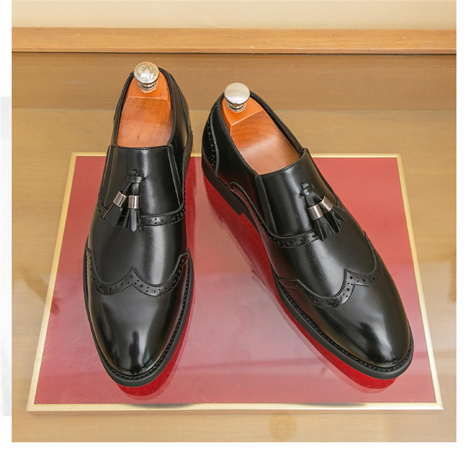 Zapatos de Vestir para Hombre Mocasines con Borlas Estilo Brogue sin Cordones Calzado Formal Clásico para Bodas Negocios Oficina Fiestas