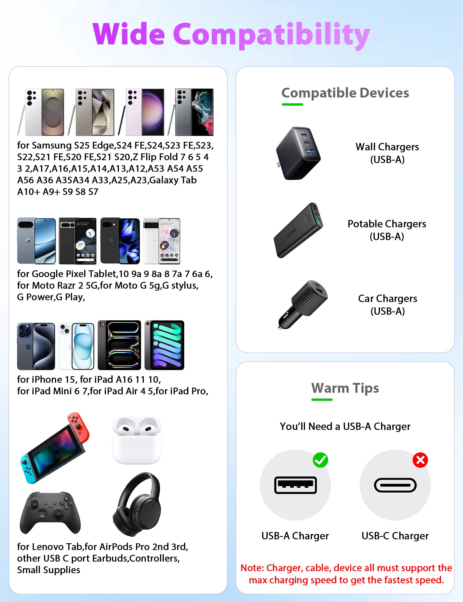 Cable USB C con cuentas de 1 m, cable de carga rápida para CarPlay, 25 W, 20 W, 18 W, 15 W, USB a tipo C, carga rápida para Samsung S25 Edge S24 FE S23 A17 para iPad A16 Pixel 9a para Moto G Stylus
