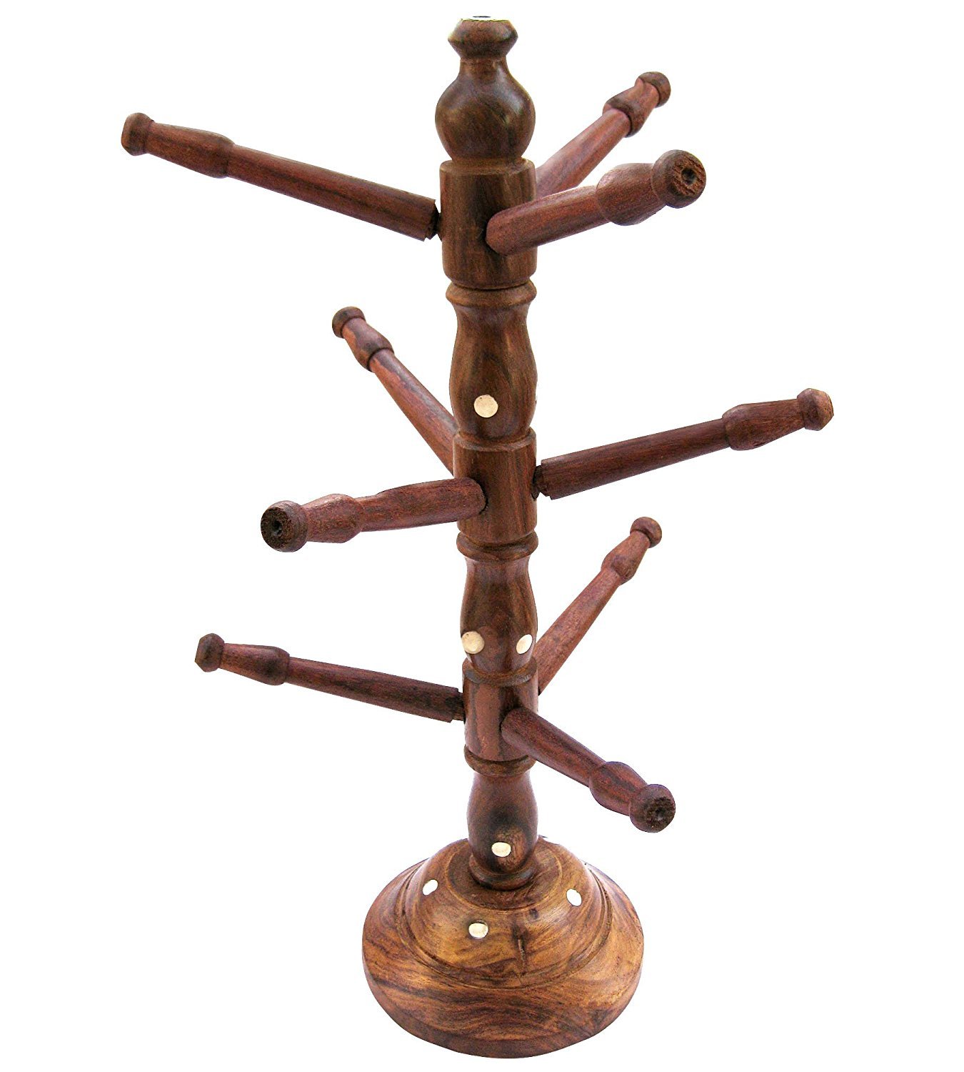 PEBBLECRAFTS Wooden Handcrafted Tree Type Bangle Stand (Brown)