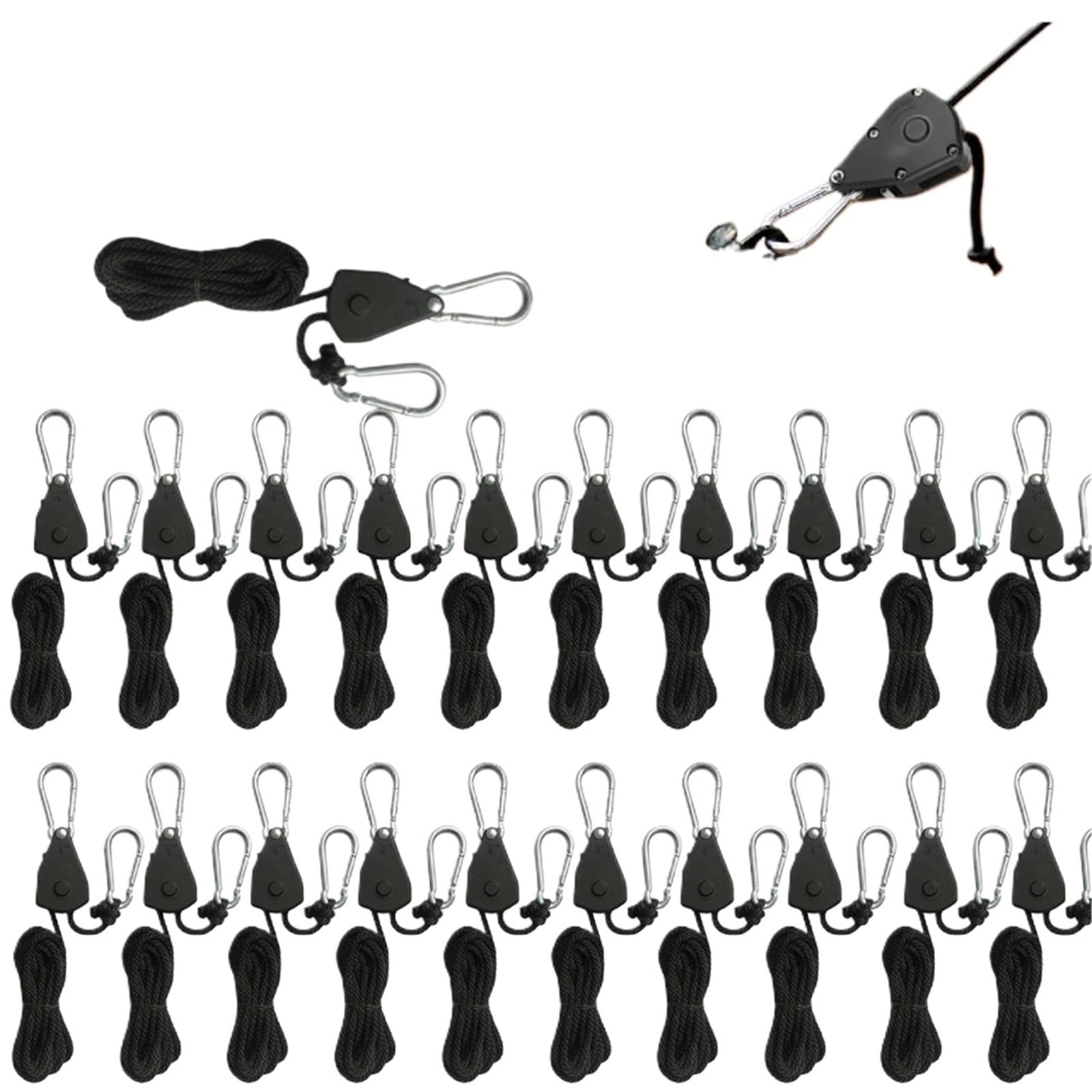 Tensores de cuerda for tienda de campaña, 1-16 Uds., 2m, cordón, tensores for toldos colgantes, colgador de trinquete, polea, gancho de polea de elevación(2 piece)