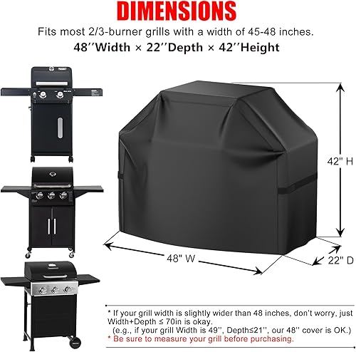 Miniatura 32 de Funda para parrilla, 52 pulgadas, impermeable, resistente a la intemperie, resistente a la decoloración, material resistente a los rayos UV
