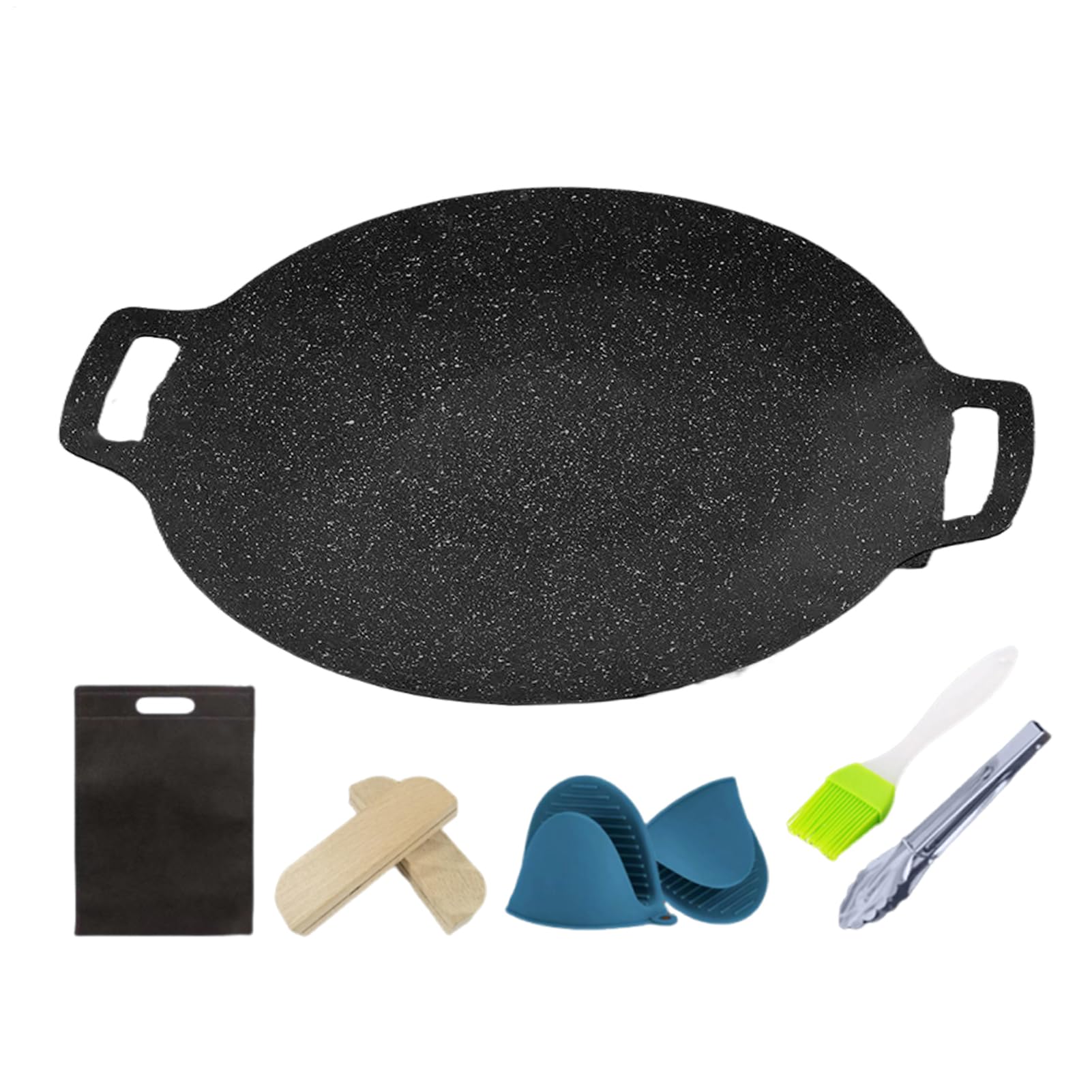 Poêle à griller en fonte antiadhésive ronde de style coréen pour réchaud et camping