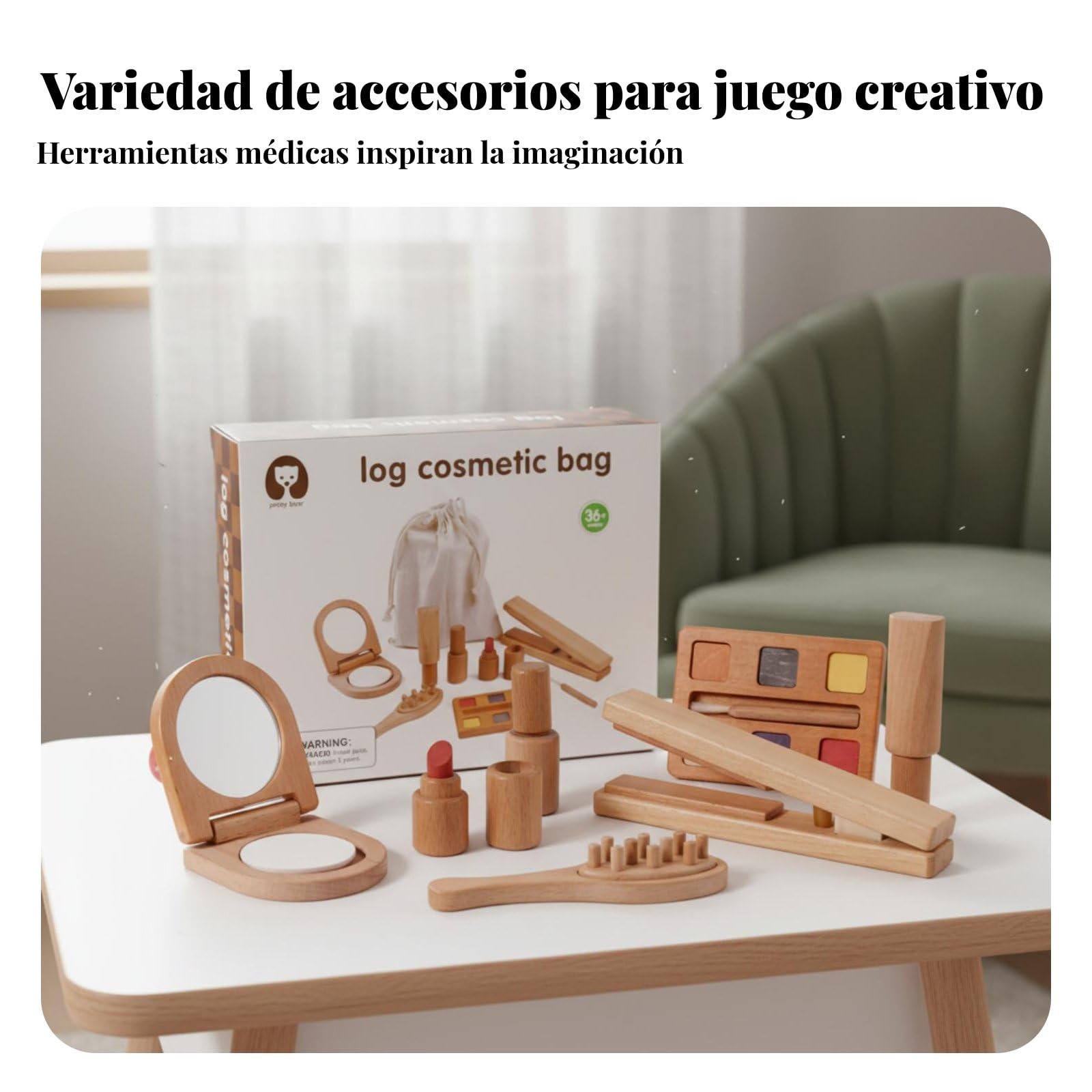 Giocattolo Trucco Bambini Set Trucchi Parrucchiera Valigetta Trucco Piastra Capelli Ombretti Smalto Specchio Custodia Legno Non Trattato Adatto a
