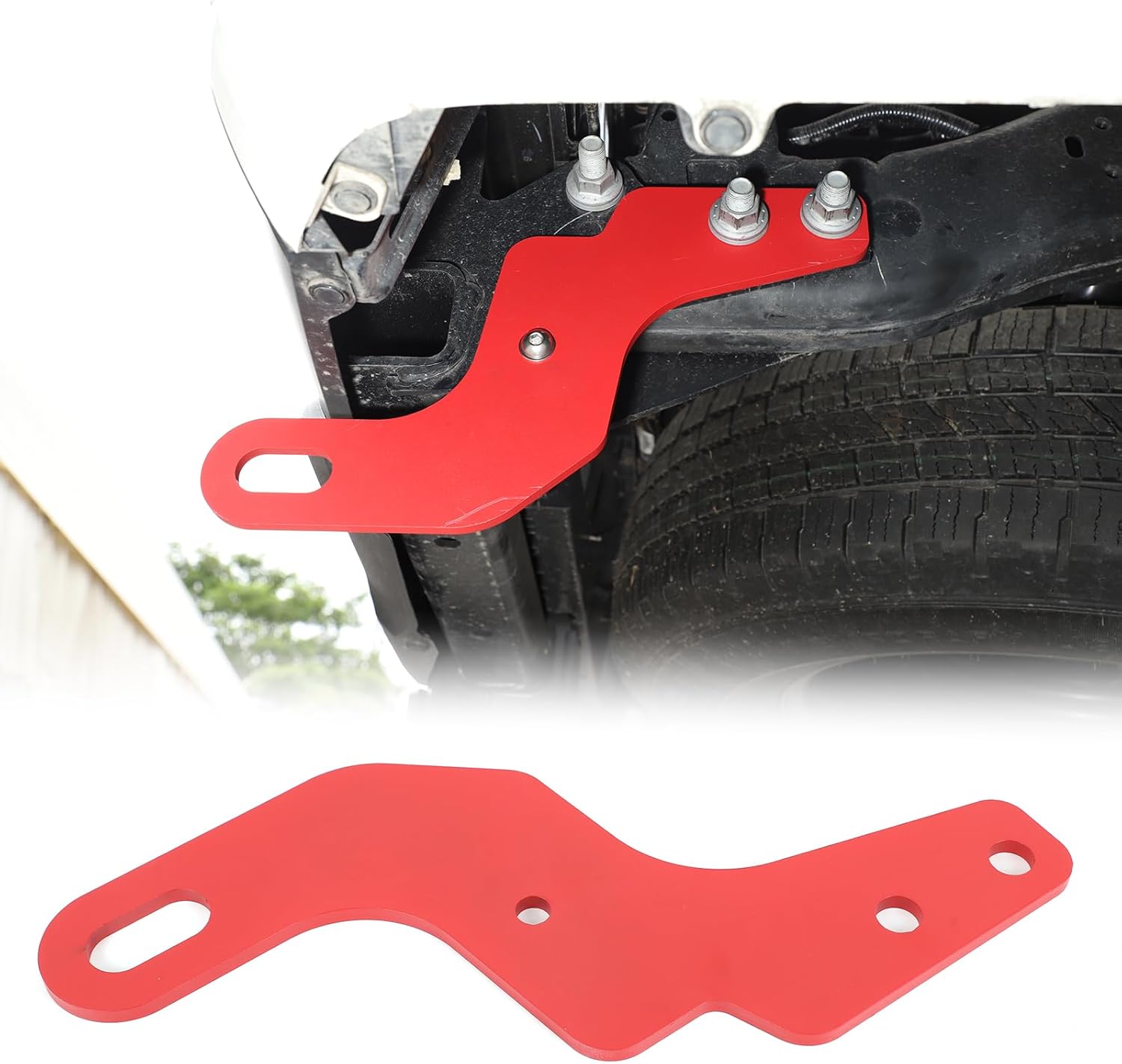 HAPPYHORSE Car Rear Tow Hooks Compatible with Toyot@ Tundra 2022-2026，Carbon Steel Rear Tow Hooks Recovery Points Hooks Trailer Hitch Ring Accessories (Red)