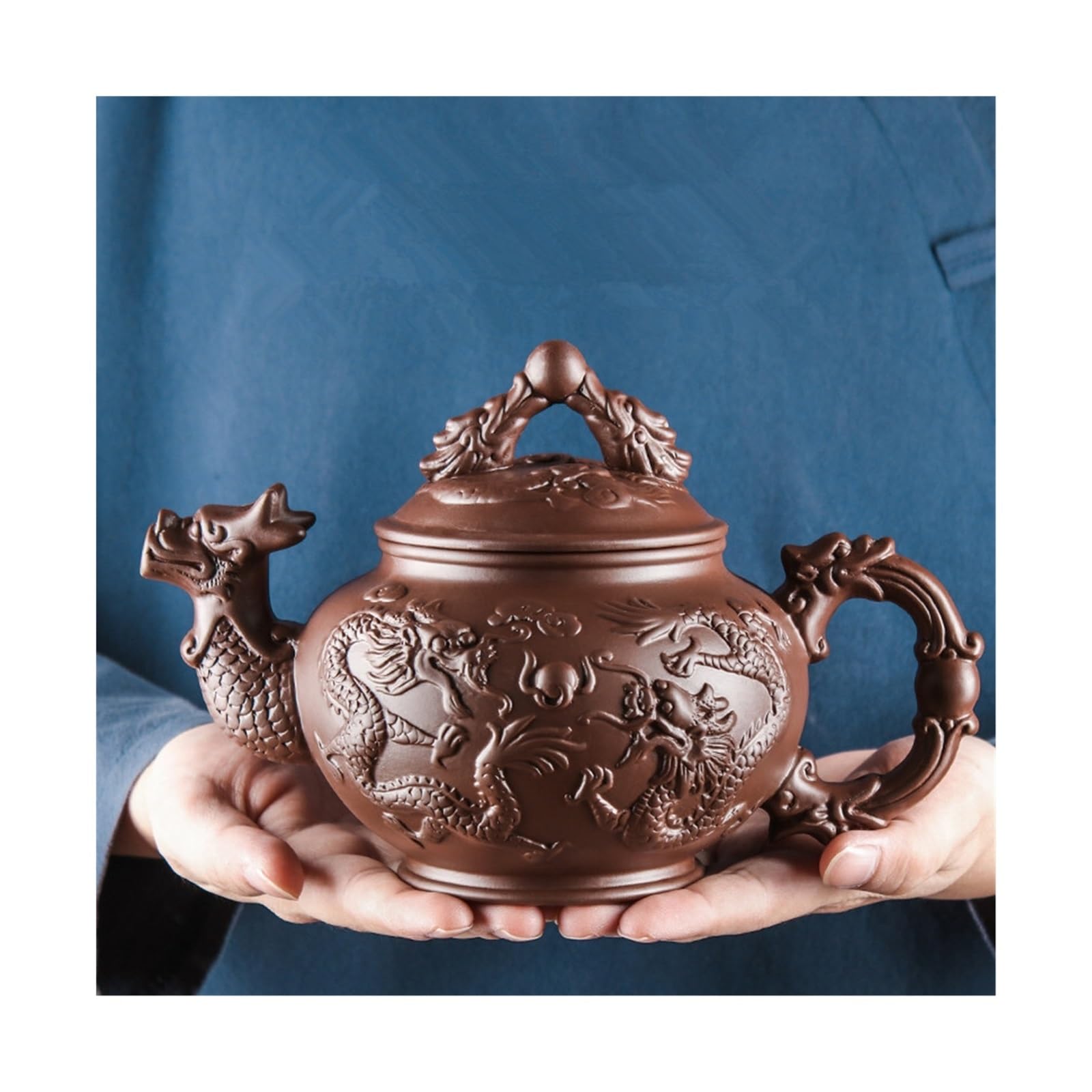 Teiera per Tisane Teiera, grande teiera del drago fatta a mano, set da tè Kungfu for uso domestico in ceramica a vaso singolo, set di tazze da tè per Tè Sfuso o Fiori di Tè(800ml)