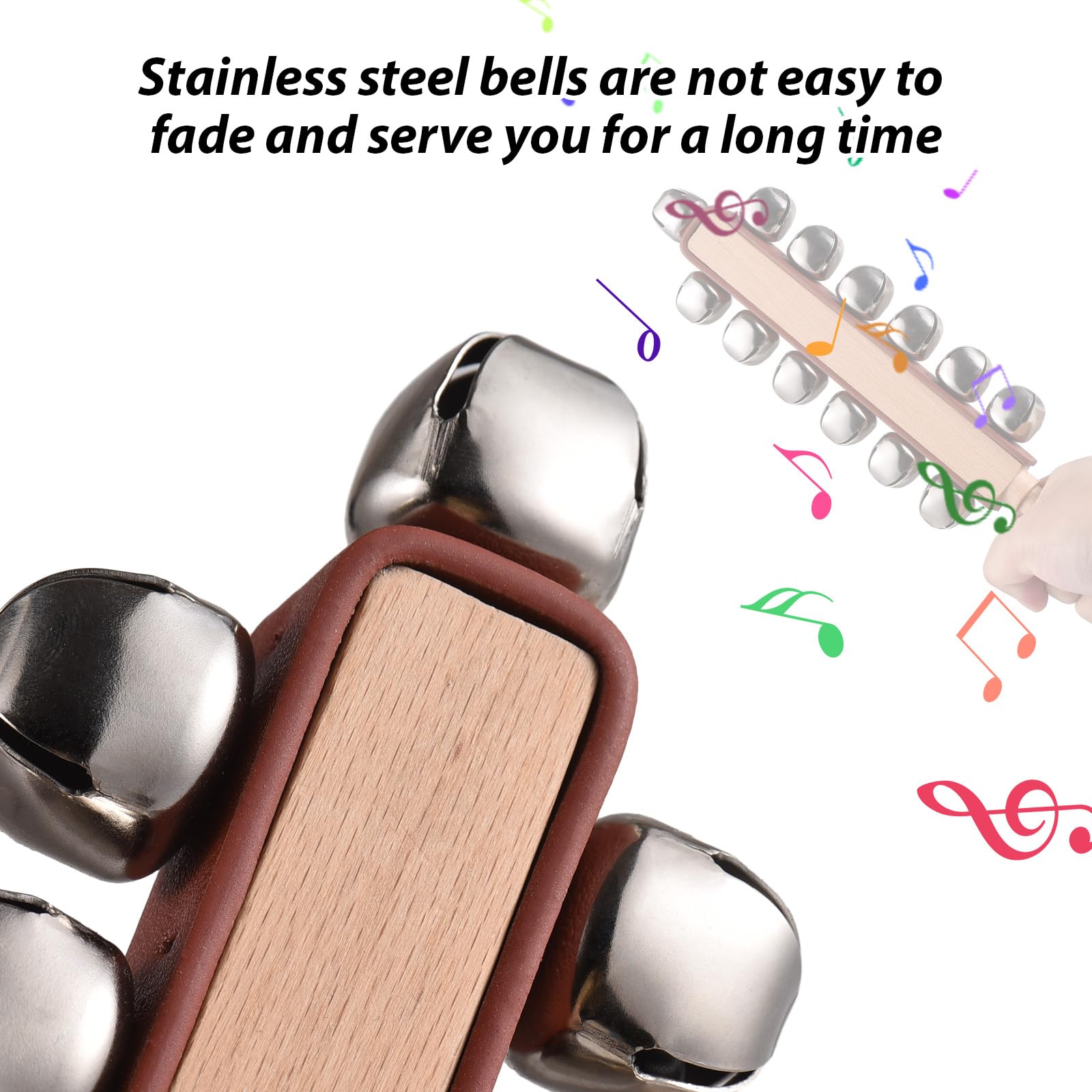 Clochettes De Noël Jingle Bells – Lot De 4 Cloches à Main Avec Poignée Bois | Percussion Enfants Fête