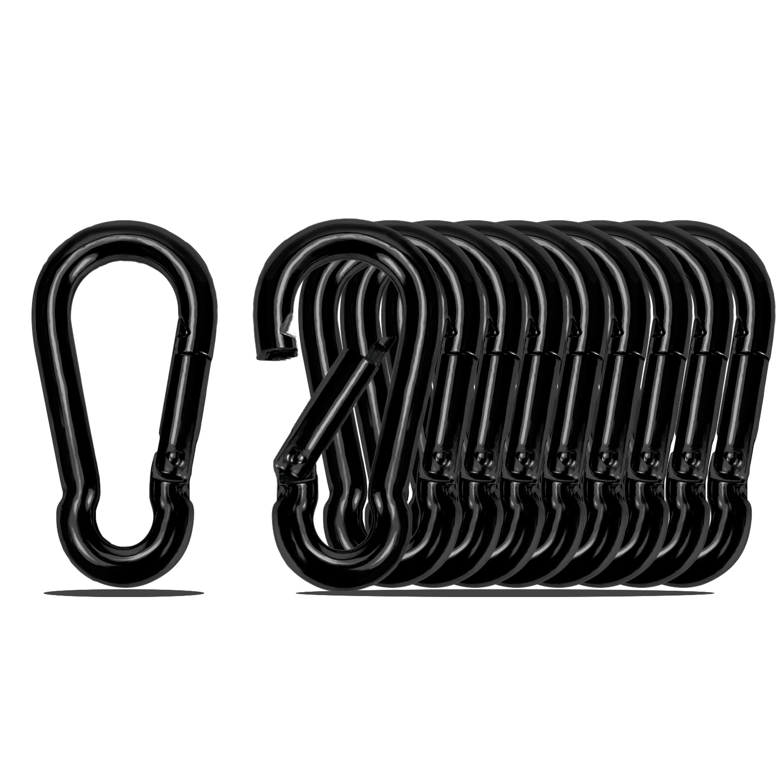 Spring Snap Hook Black Carabiner ，Sunxer Tool Small Black Carabiner Clip 2.36 inch 10 PCS Heavy Duty Carabiner Clip Qick Link for Keychain Dog Leash