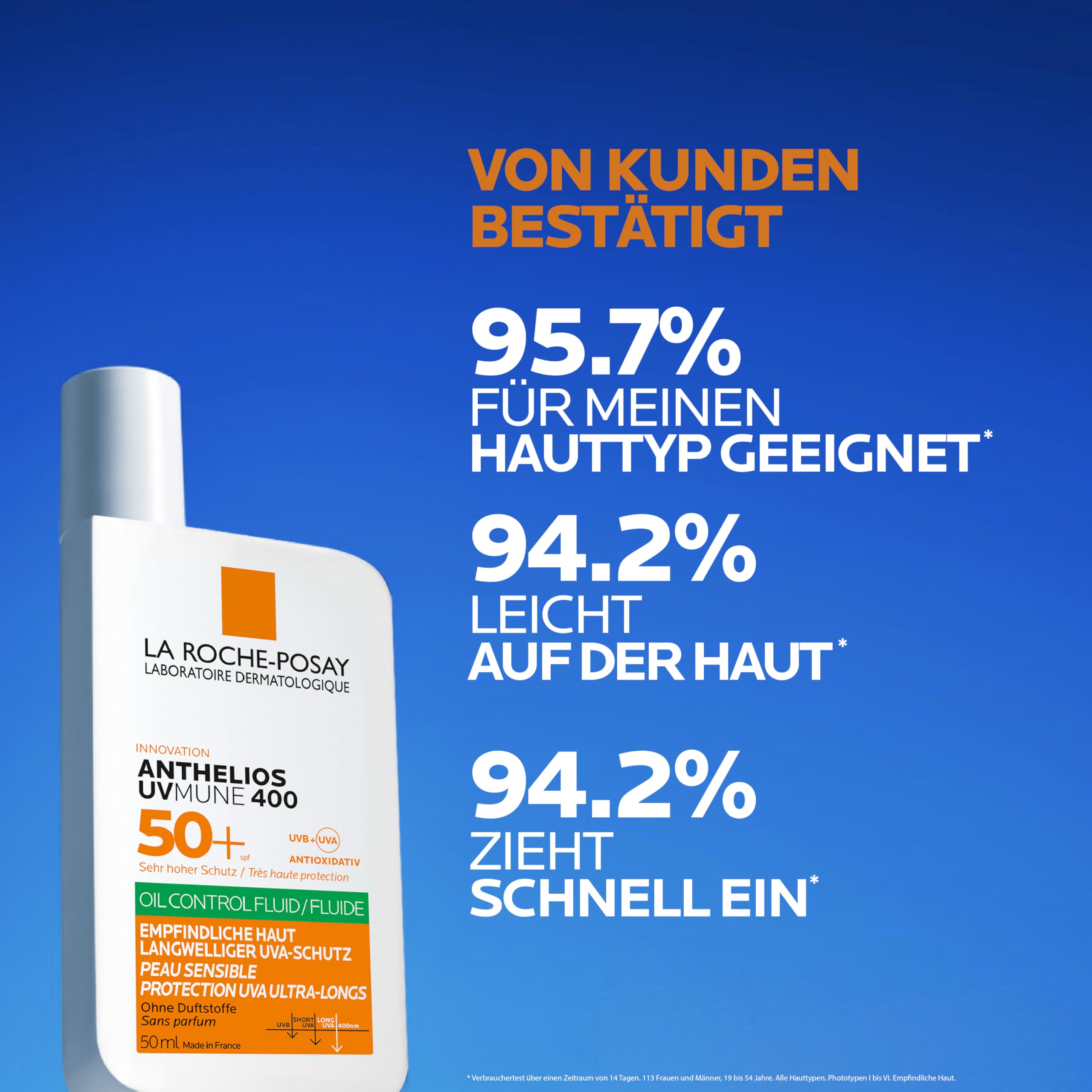 La Roche-Posay Anthelios Oil Control Fluid Ohne Duftstoffe UVMune 400 LSF 50+ mit Mexoryl 400 für ölige und empfindliche Haut