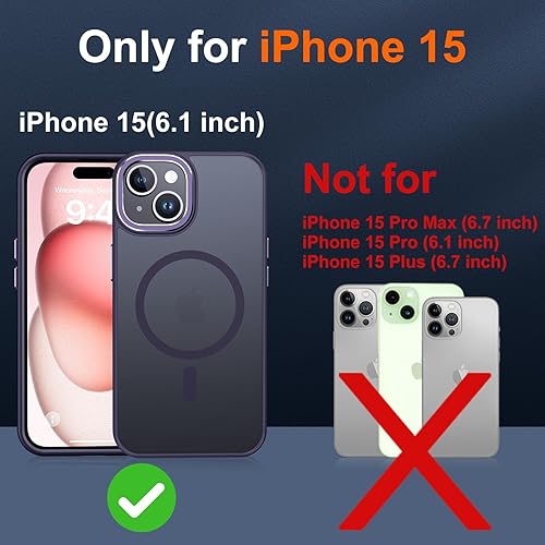 Miniatura 2 de JAME Funda para iPhone 15, iPhone 15 con 2 protectores de pantalla de vidrio templado, compatible con Magsafe, protección de grado militar, funda