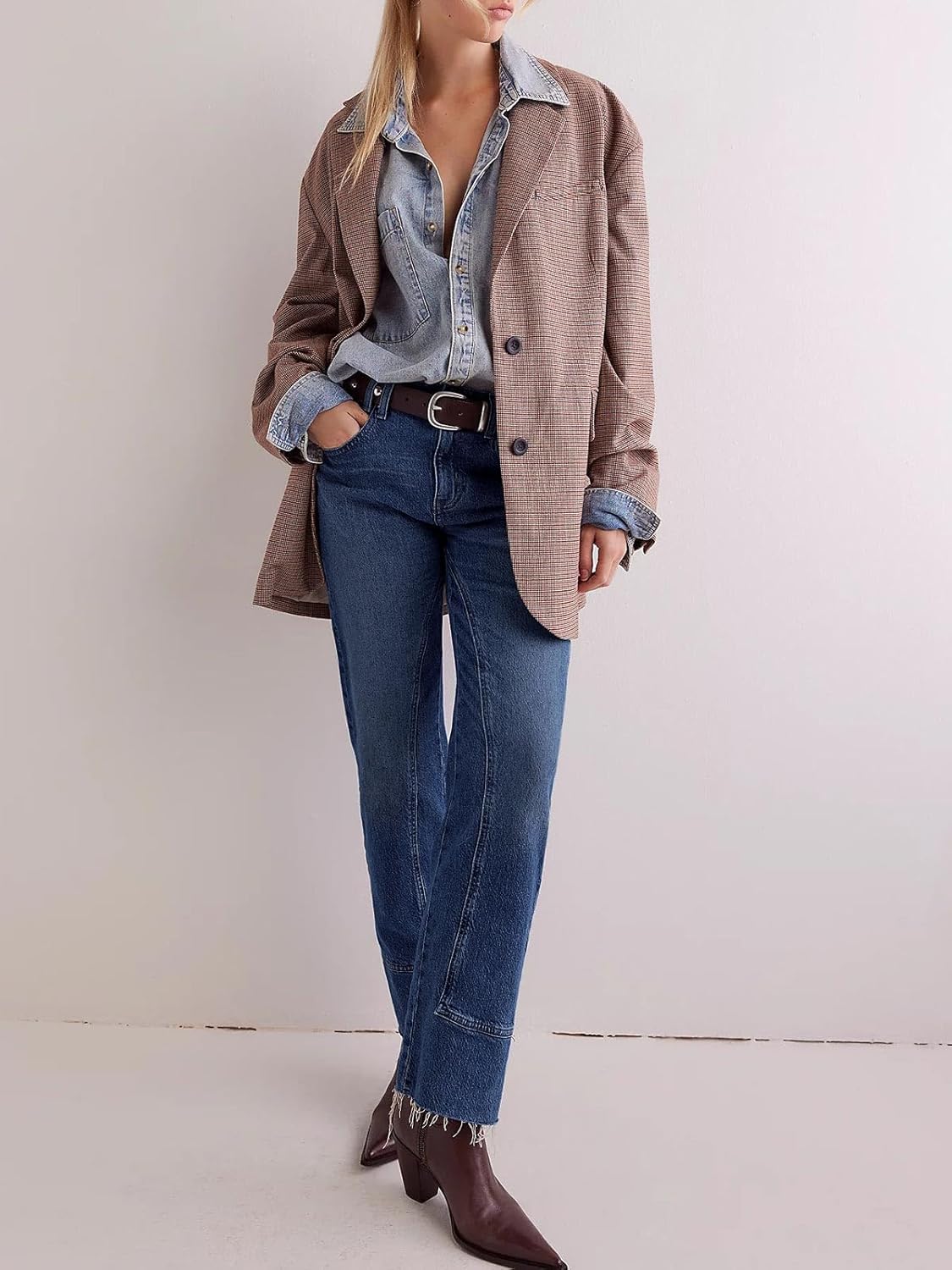 Cicy Bell Womens Straight Leg Stretchy Jeans High Waisted Front Seam Cropped Ankle Denim Pants with Pockets - Image 5