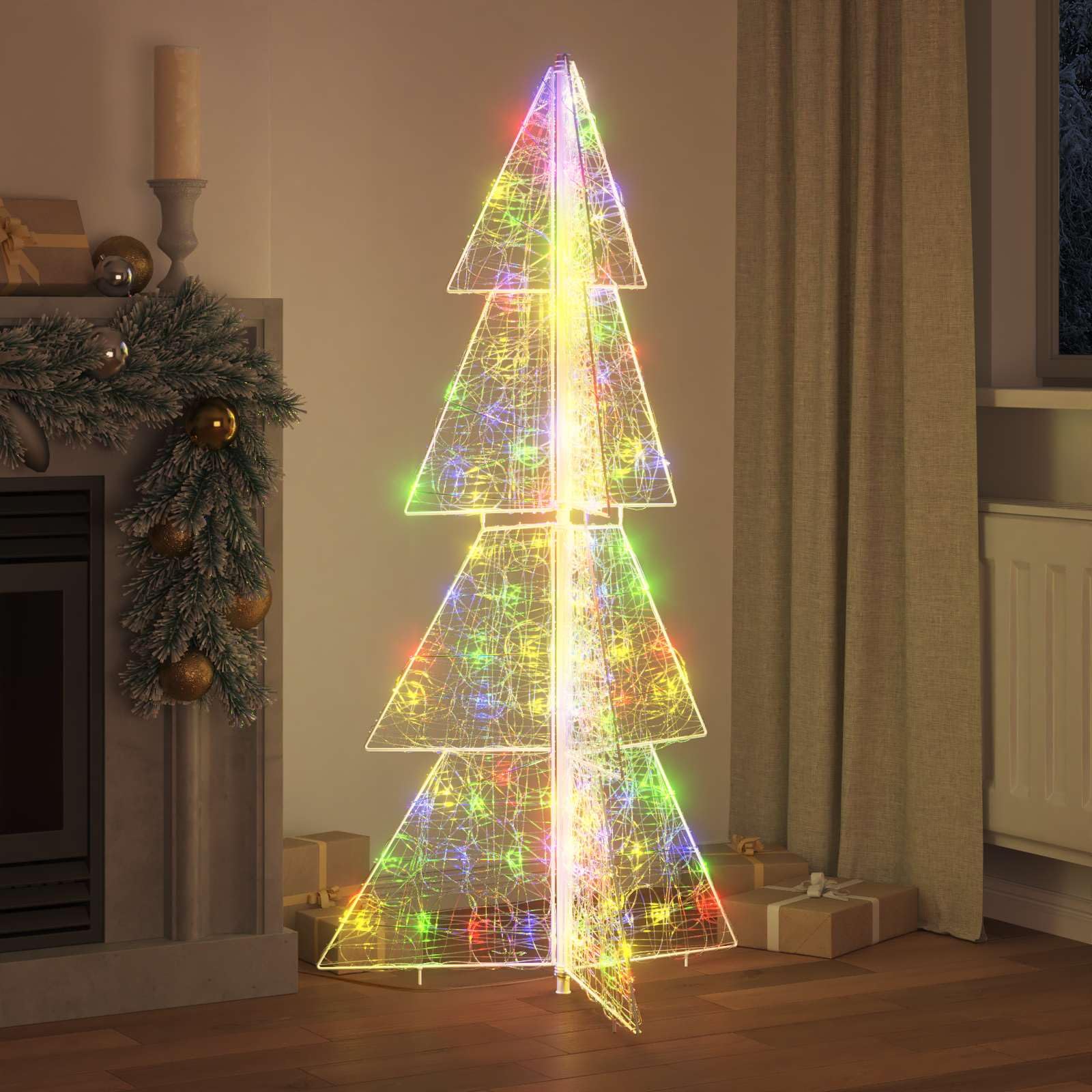 Choinka z 160 diodami LED, wielokolorowa, akrylowa, wysokość 150 cm, zasilana przez USB, do użytku wewnątrz i na zewnątrz, nowoczesna dekoracja choinki, świąteczne oświetlenie