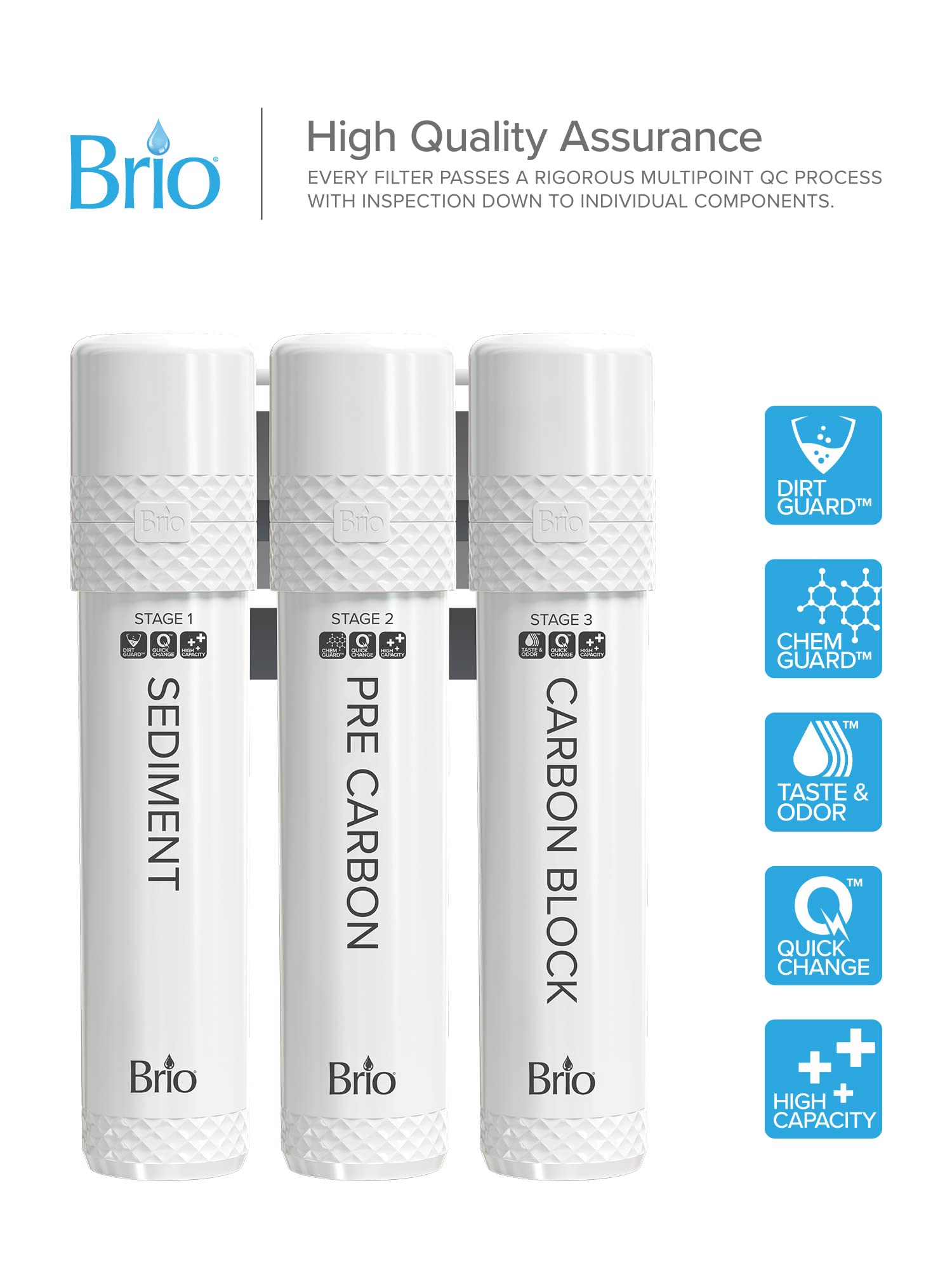 Brio Kit de repuesto de filtro de enfriador de agua de 3 etapas para modelos con UVF3