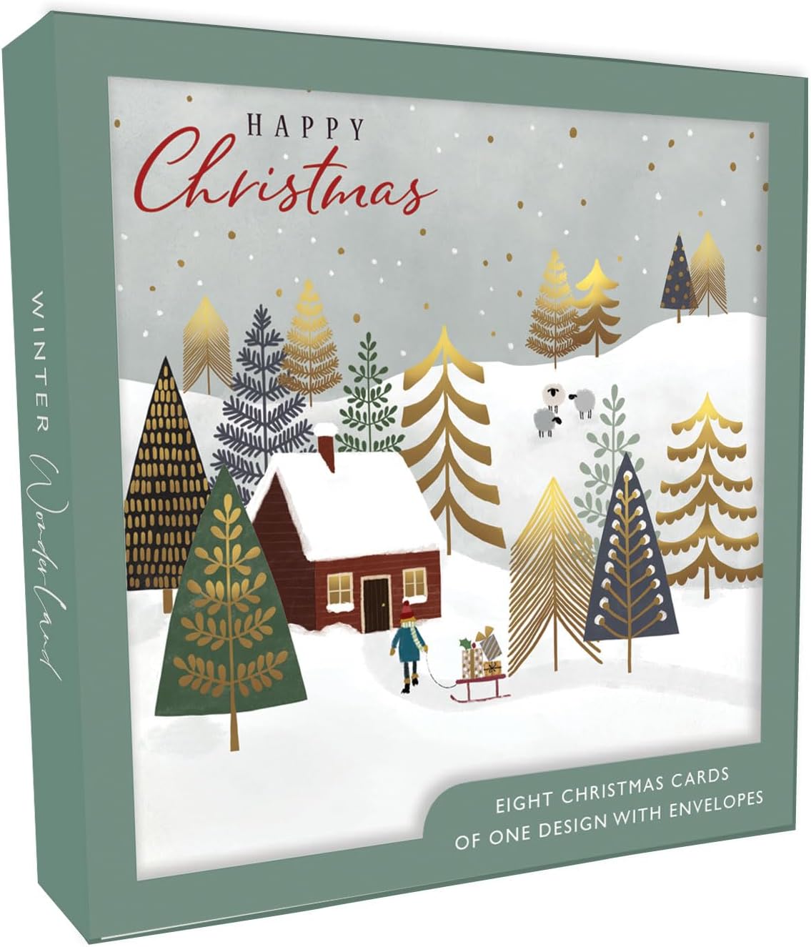 Box of 8 Festive Xmas Woodland Luxury Foiled Christmas Cards Boxed Card
