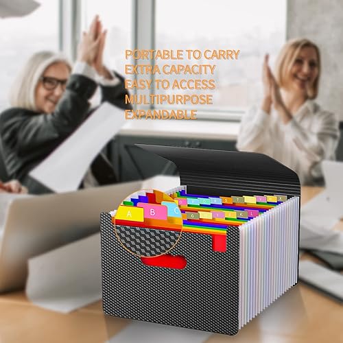 Miniatura 3 de Carpetas de archivos expandibles, organizador de archivos de acordeón con asa, caja de archivo portátil de 25 bolsillos para documentos de papeleo,