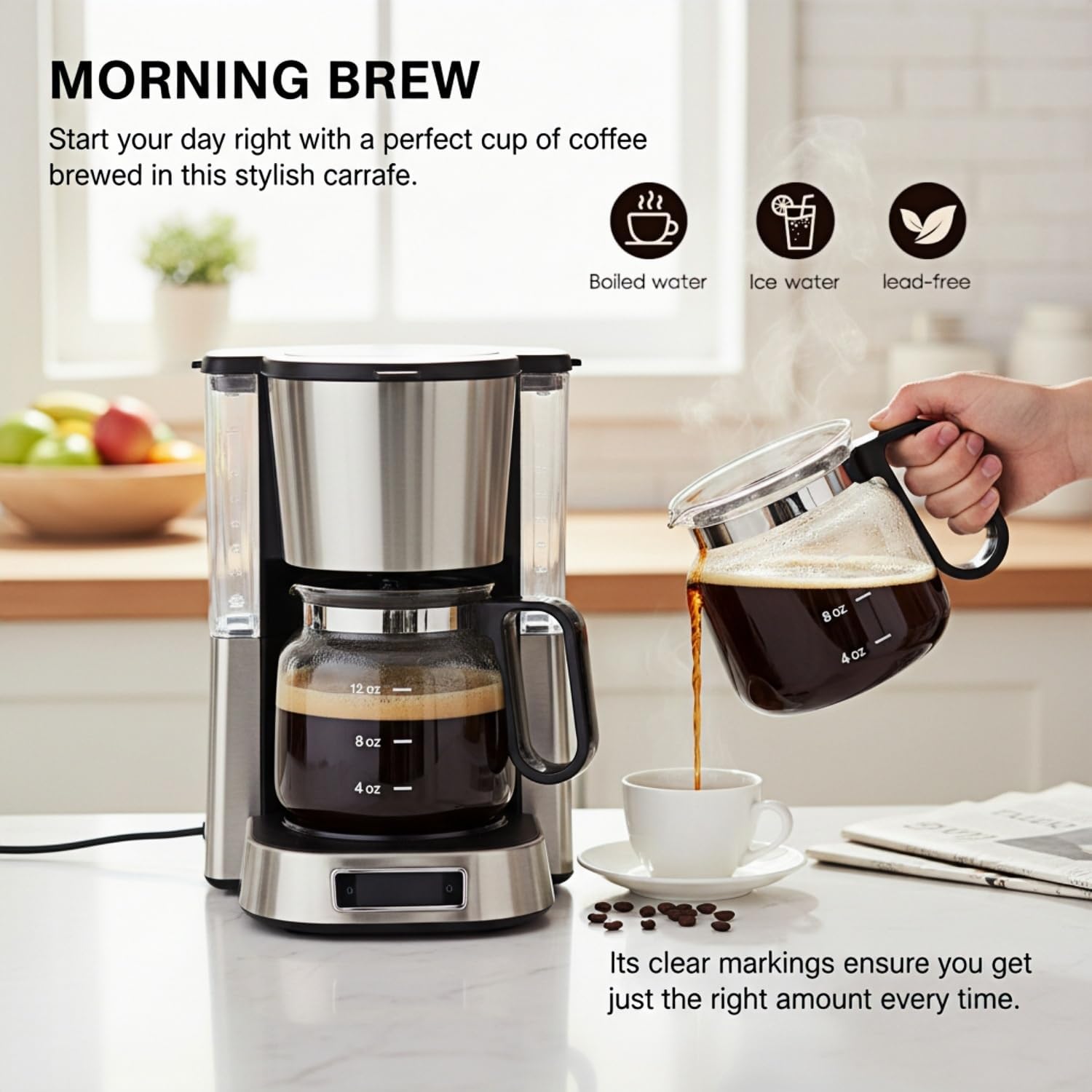 Coffee Pot Mug, 16oz Glass Novelty Coffee Cup with Leak-Proof Lid, Ideal Gift for Coffee Lovers, Mini Tea Pot Design for Home & Office Use - Image 5