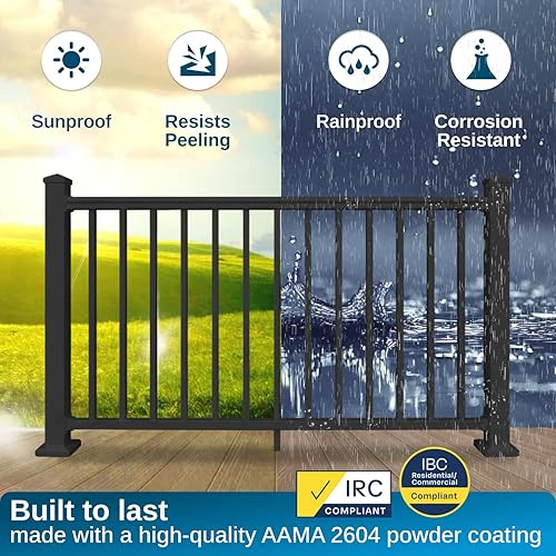 Miniatura 3 de Weatherables Kit de Barandilla para Escaleras Stanford de 36 pulgadas de Alto x 8 pies de Ancho  Kit de Barandilla de Aluminio para Porche y Terraza