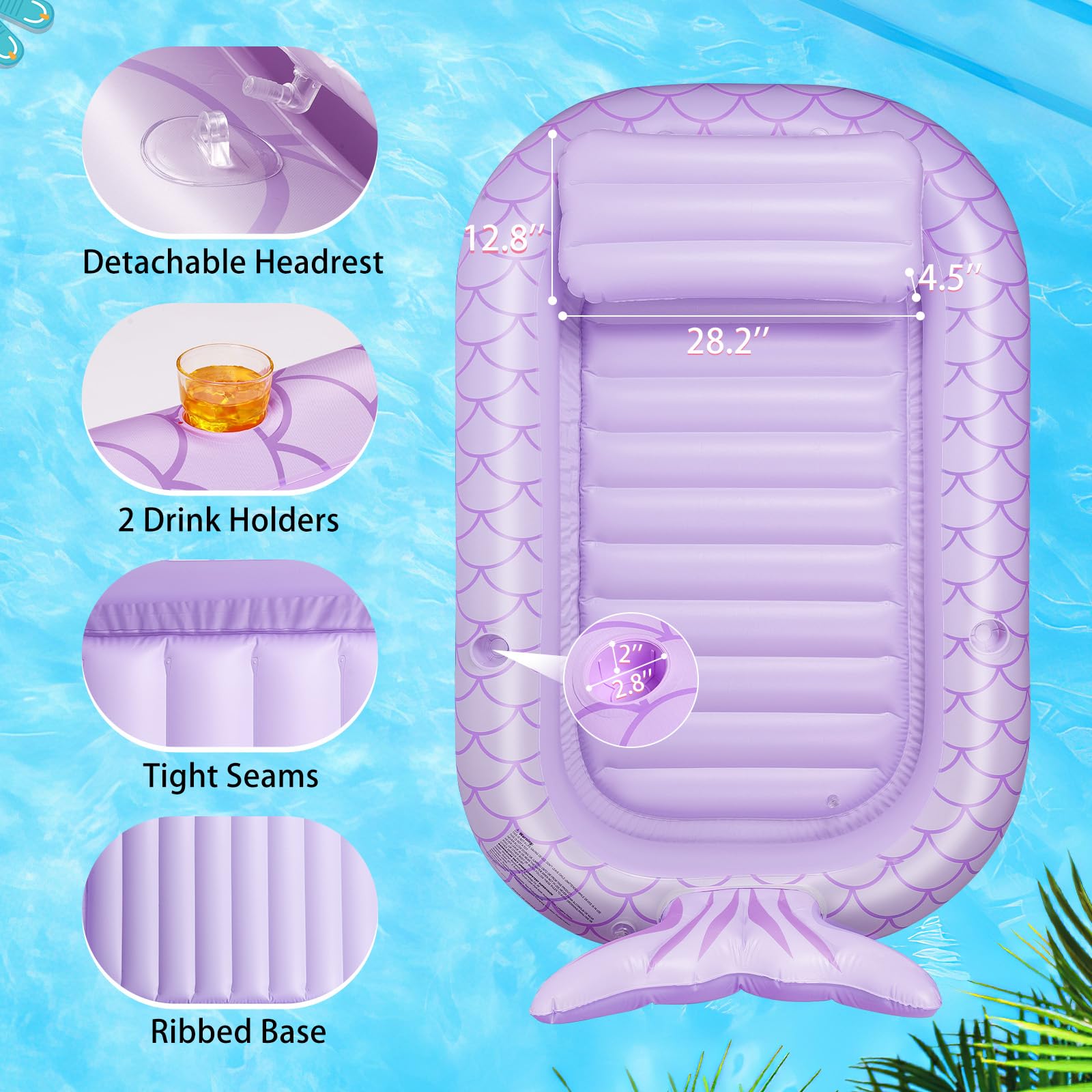 Snapklik.com : Inflatable Tanning Pool Lounger Float, 70.9