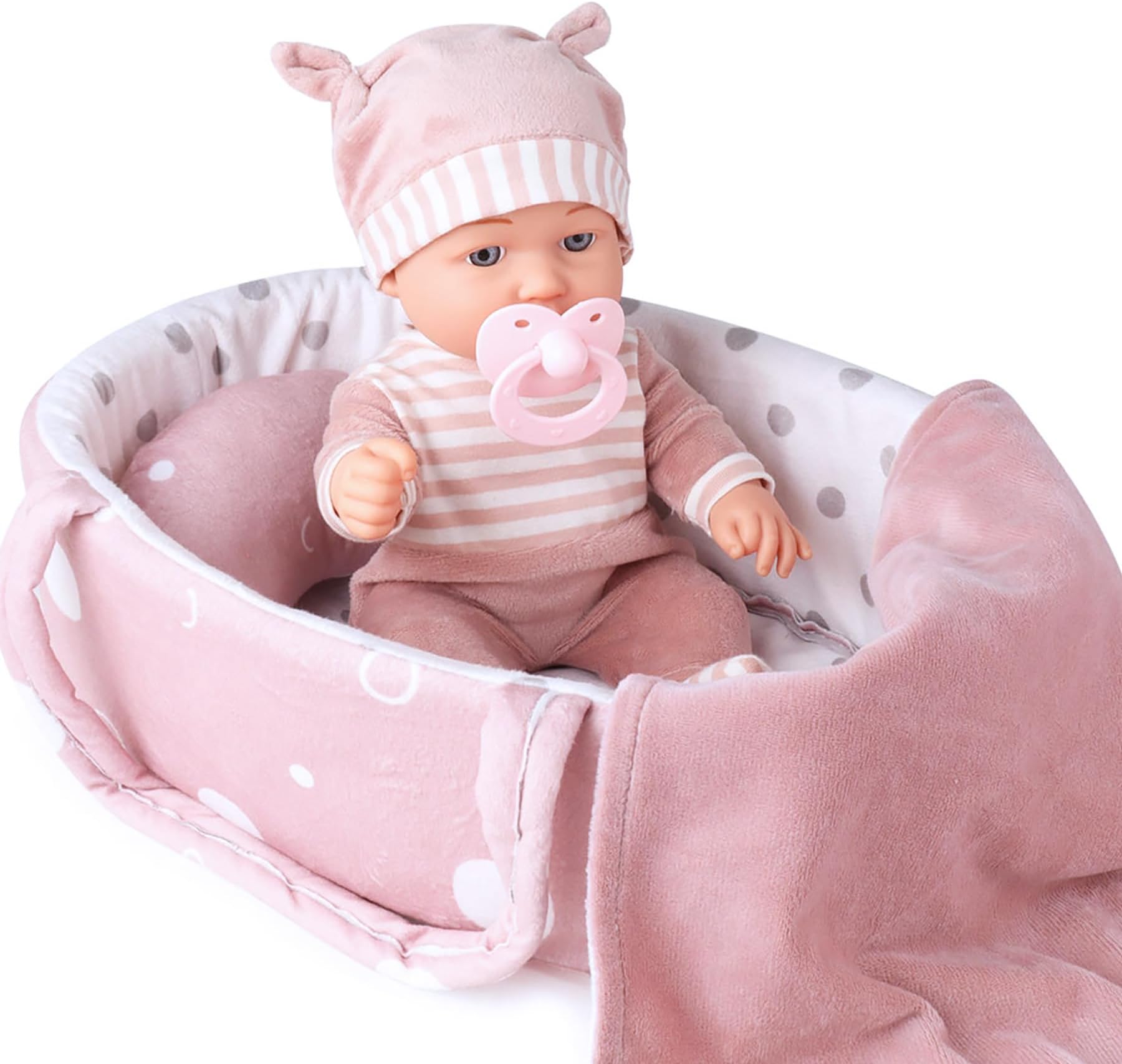 Enjoyin 12'' Baby Doll Playset with Washable Doll Accessories Includes Carrier Bassinet Bed, Pacifier, Blanket, and Pillow, First Baby Dolls for Toddlers 36 Months and Up