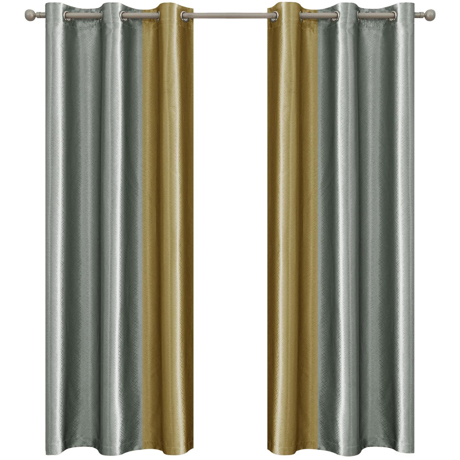 Ystyle Cortinas Salon 2 Piezas, Cortinas Dormitorio, Cortinas Termicas Aislantes Frio Y Calor, Cortinas Opacas, Cortina Salon Modernas, Curtains Acustica, 117x137 cm, Gris Amarillo Global Recycled Standard Global Recycled Standard Global Recycled Standard