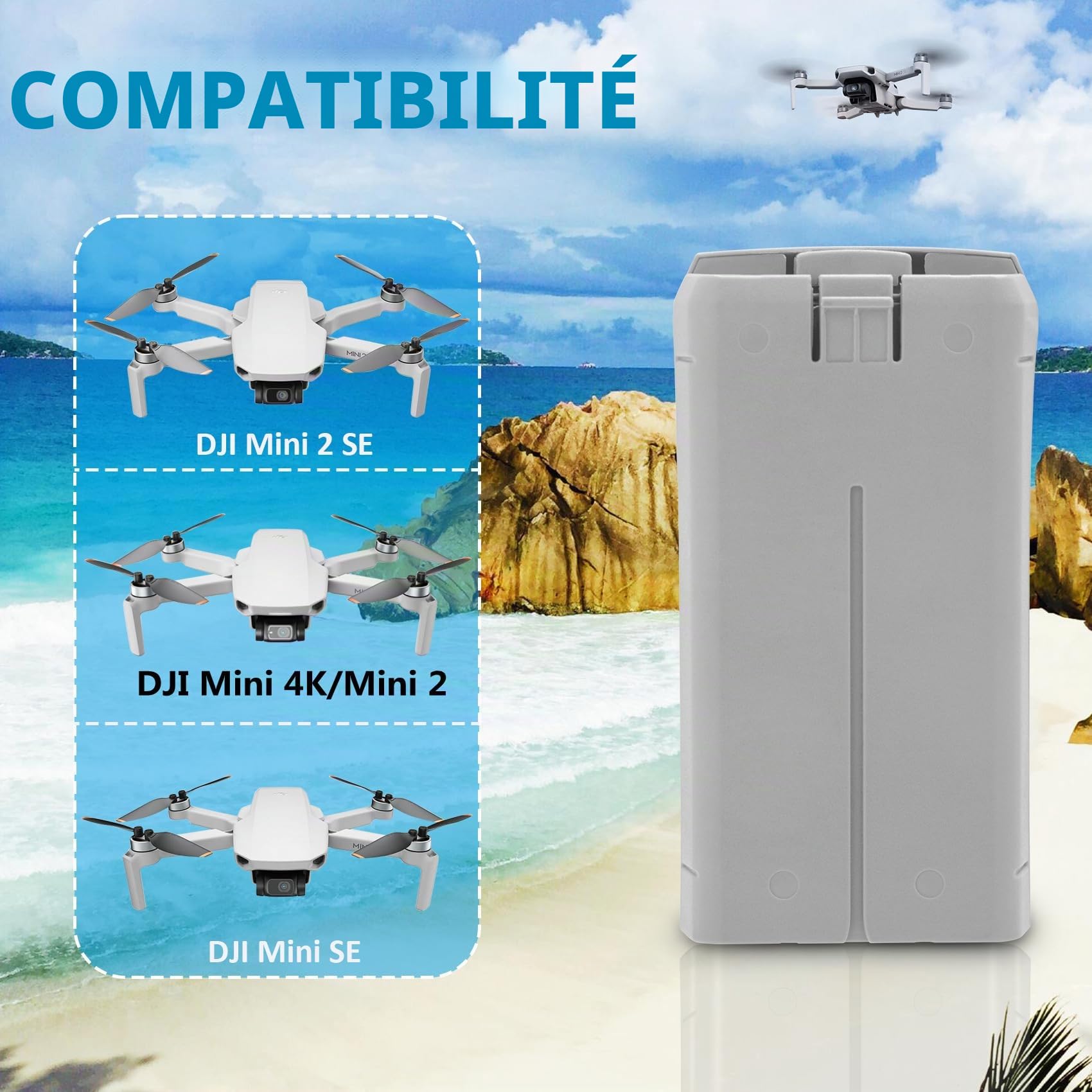 COOLSHOW Intelligent Flight Mini 4K Batterie Mini 2 Series Batterie 1 Pack 2400mAh Compatible avec DJI Mini 2 Batterie Mini 4K Batterie Mini 2 SE Batterie Mini SE (31 Minutes de Temps de vol Maximum)