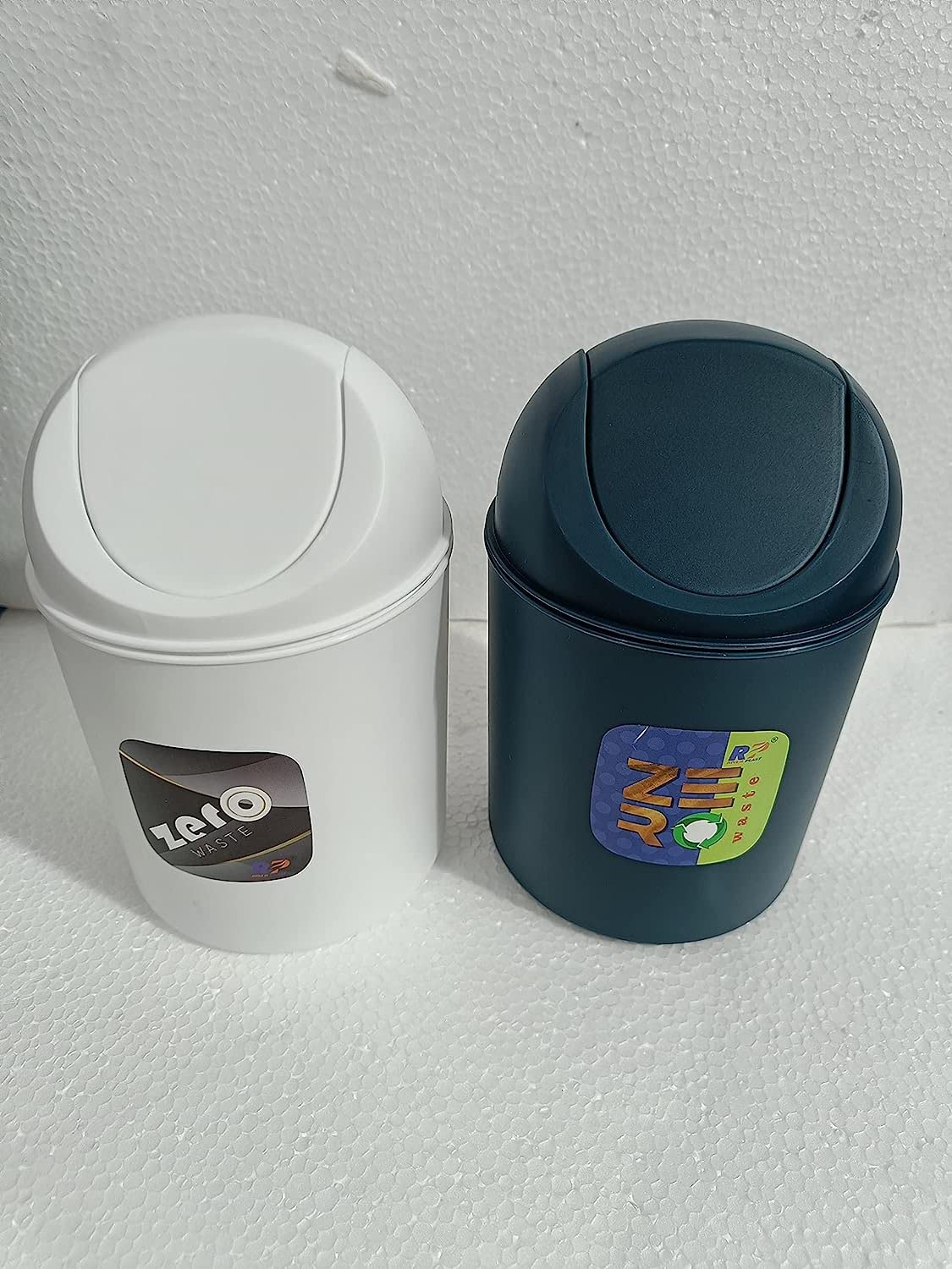 Desk Dustbin Mini Trash Bin Small Personal Dustbin Plastic Table Dustbin (Multicolor, Pack of 2)-image-23
