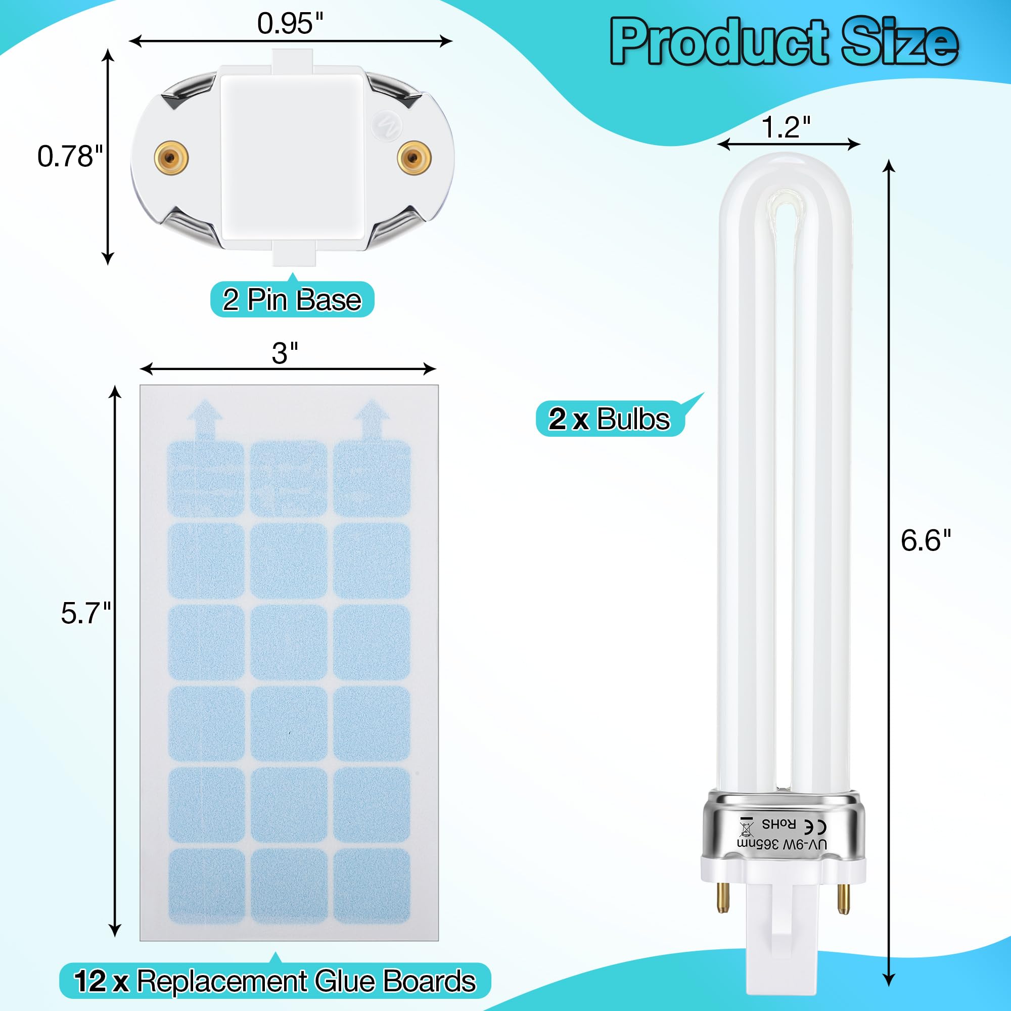 Celiwace 9W UVA Fluorescent Bulb – GX23 Base, 365nm Peak, Compatible With EL-22 FlyWeb Classic Fly Light (3-Pack)