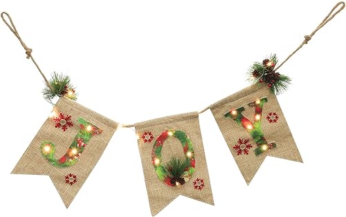 Toyvian Cartel de lino brillante para fiesta de Navidad con letras de alegría, decoración de guirnalda de Navidad para uso festivo en interiores,