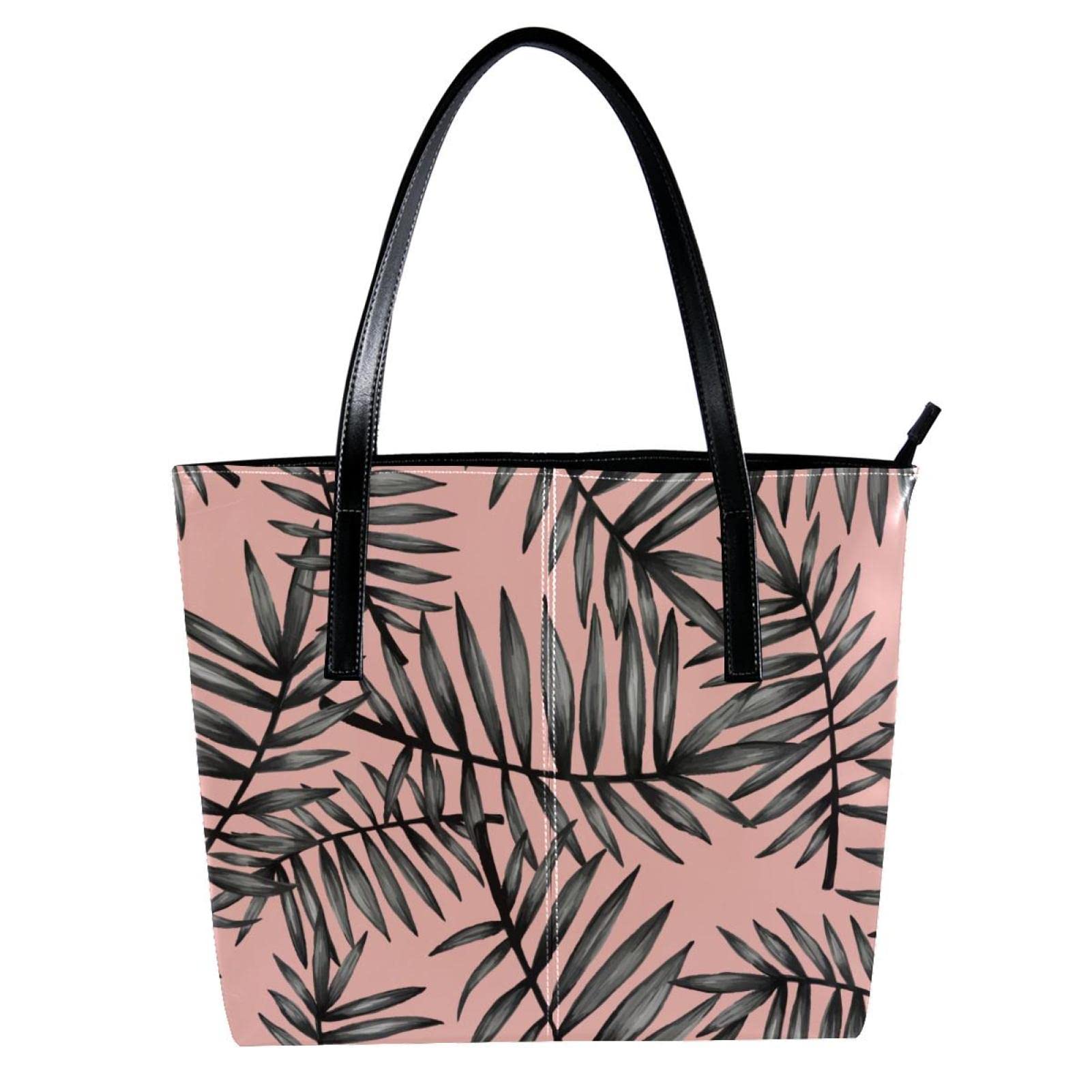 Bolso de mano con diseño de hojas tropicales, color rosa, estilo retro, Varios colores