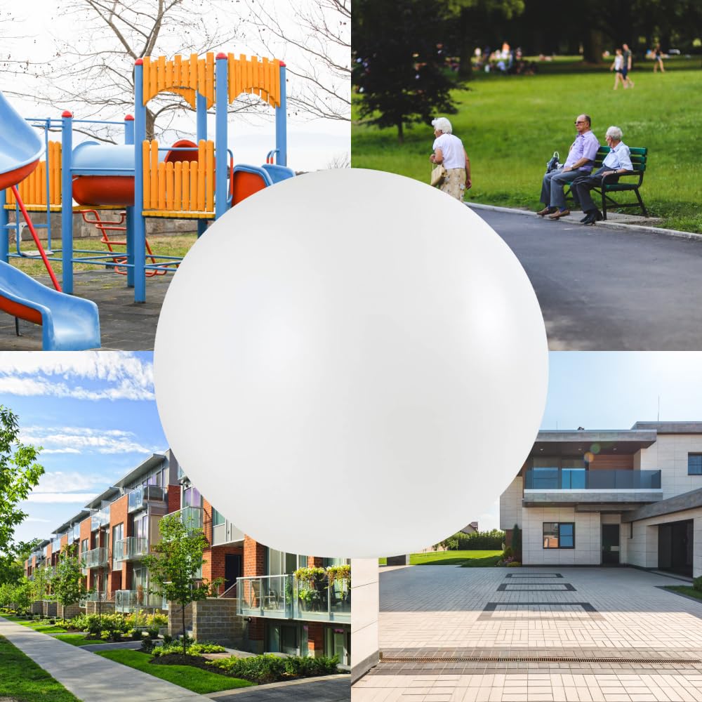 Farola Jardin Difusor Bola Lampara Exterior (Difusor 45 cm + Base E-27) Farolas Exterior Jardin, Globo Difusor Bola Farola Polietileno Blanca para Exterior Luz de Jardin Patio Luces Exteriores