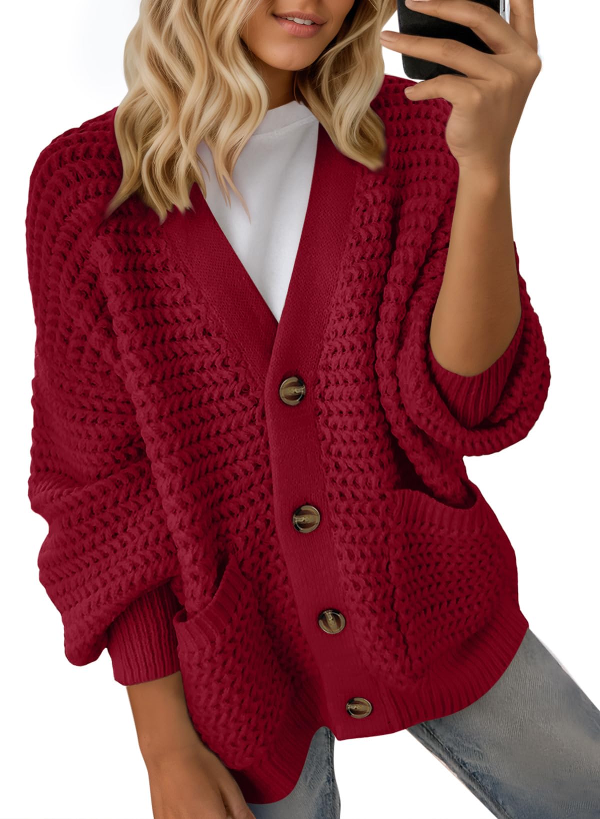 Dokotoo Women's 2026 Fashion Casual Open Front Long Sleeve Chunky Knit Cardigans Sweaters Outerwear Coats