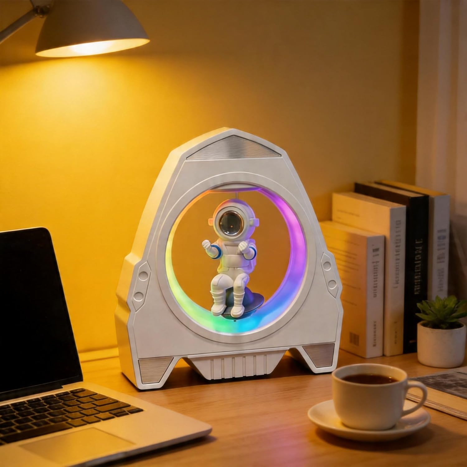 Magnetic Levitation Astronaut Decor for Kids, Men, Space Lovers | 360° Rotating Floating Spaceman, RGB LED Light, Levitating Desk Figurine, Cool Tech Gift image 5