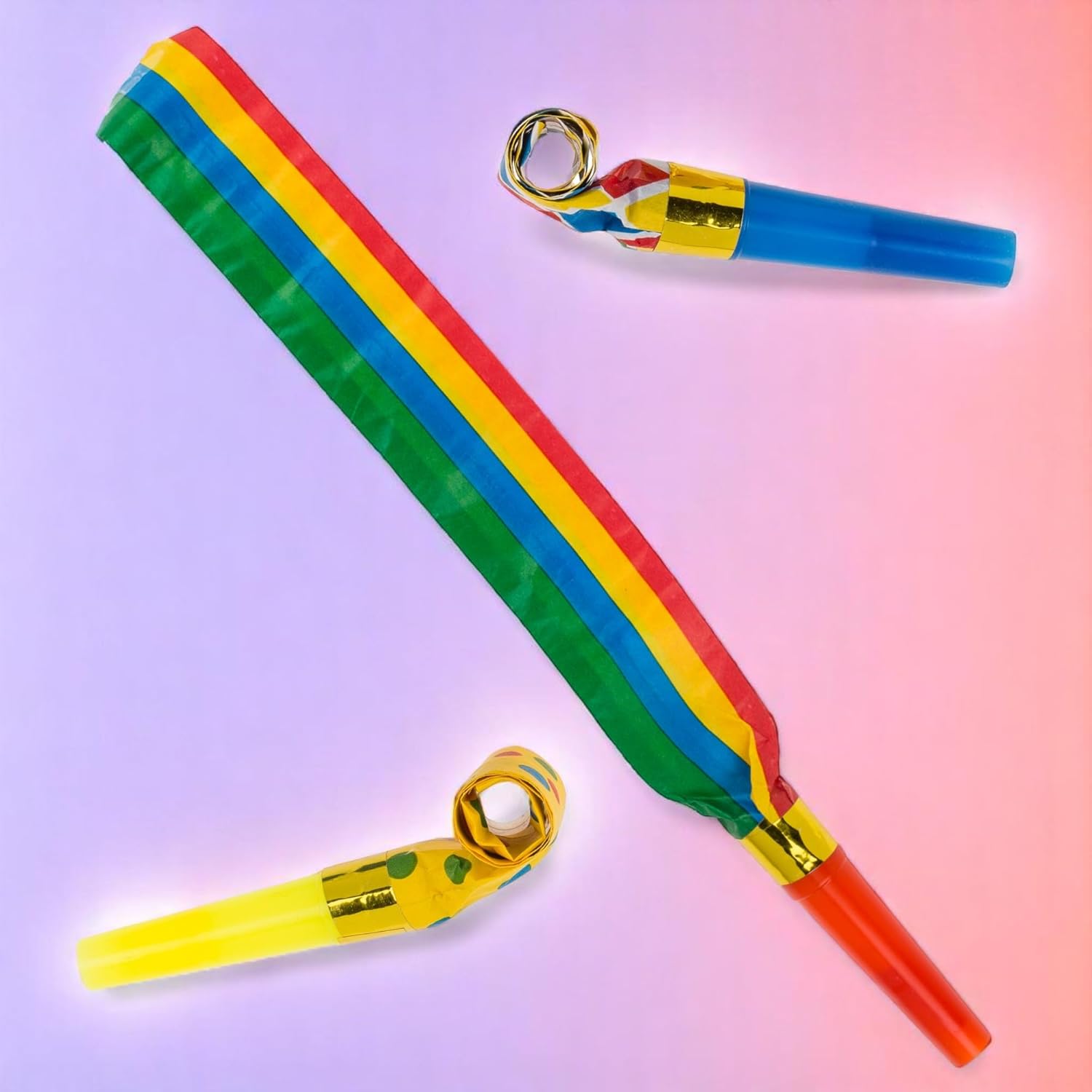 MIJOMA Party Paper Blushes Set of 30 - Colourful Paper Trunks Approx. 8 cm - Funny Noise Flutes for Birthday, Carnival, New Year's Eve, Children's Party & Events