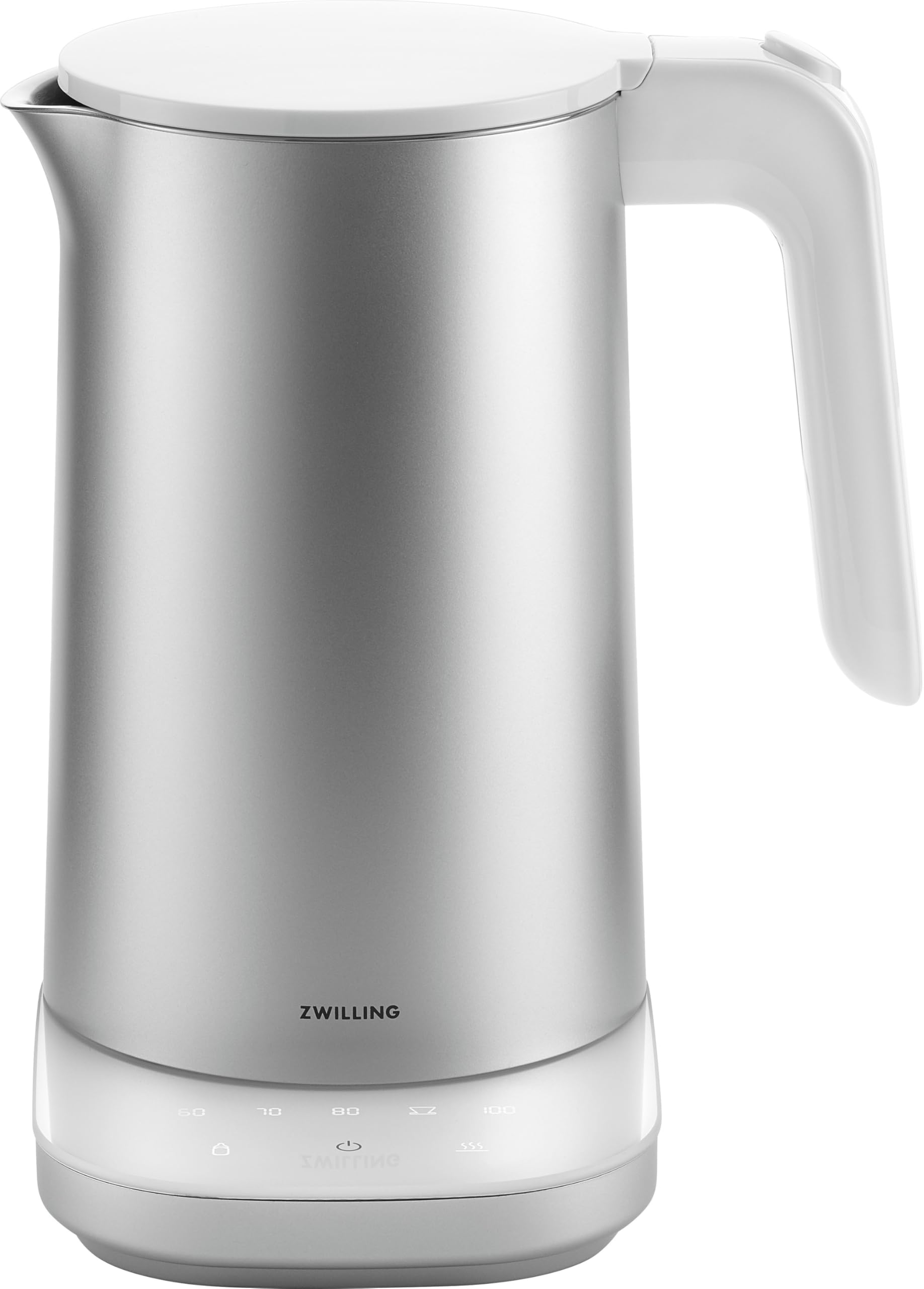 ZWILLING ENFINIGY Wasserkocher Pro mit 6 Temperatureinstellungen, Warmhaltefunktion, Edelstahl-Behälter, 1850 Watt, 1 Liter, Silber