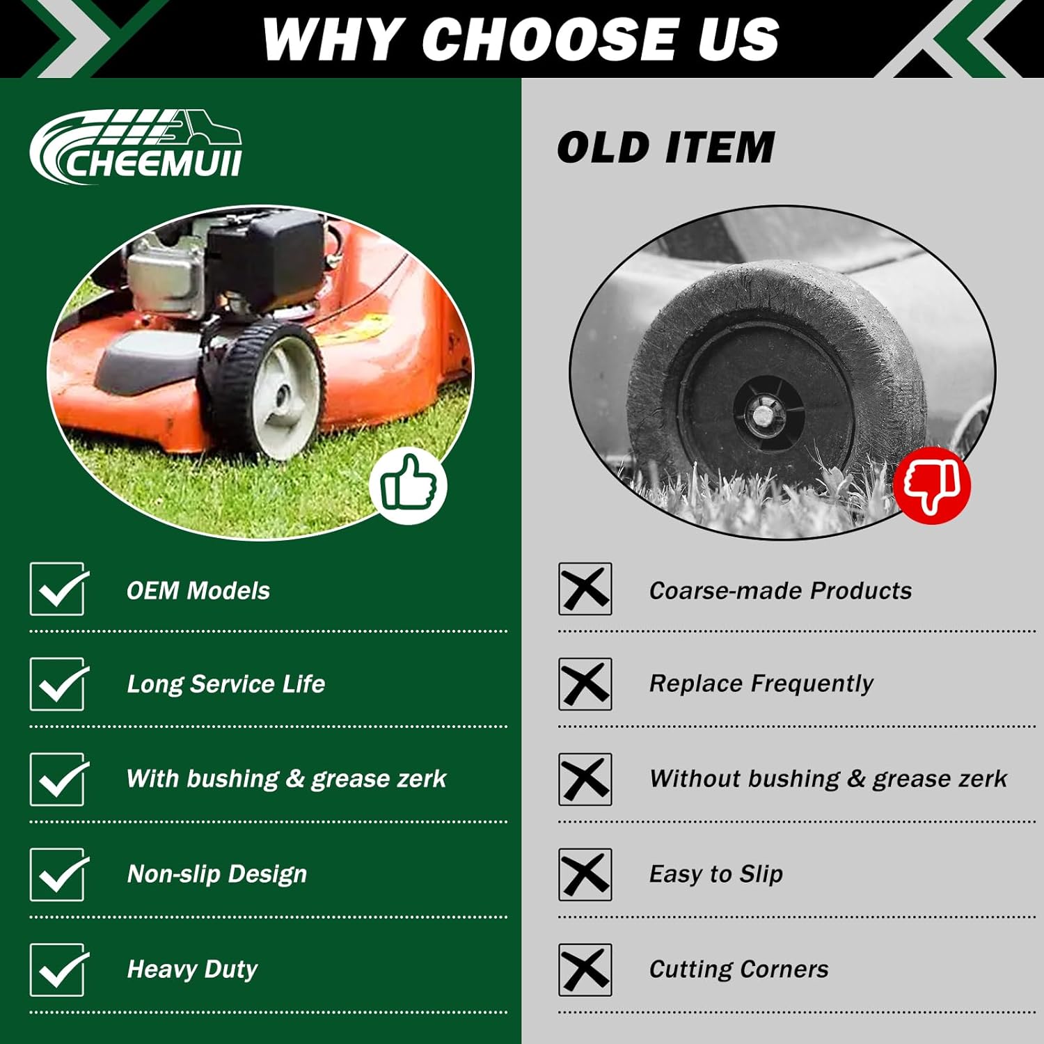 CheeMuii 532403111 Lawn Mower Wheels 4 Pack 8" Push Mower Front Drive Wheels Replace for 583719501 532402657 194231X460 401274X460 532403111 etc