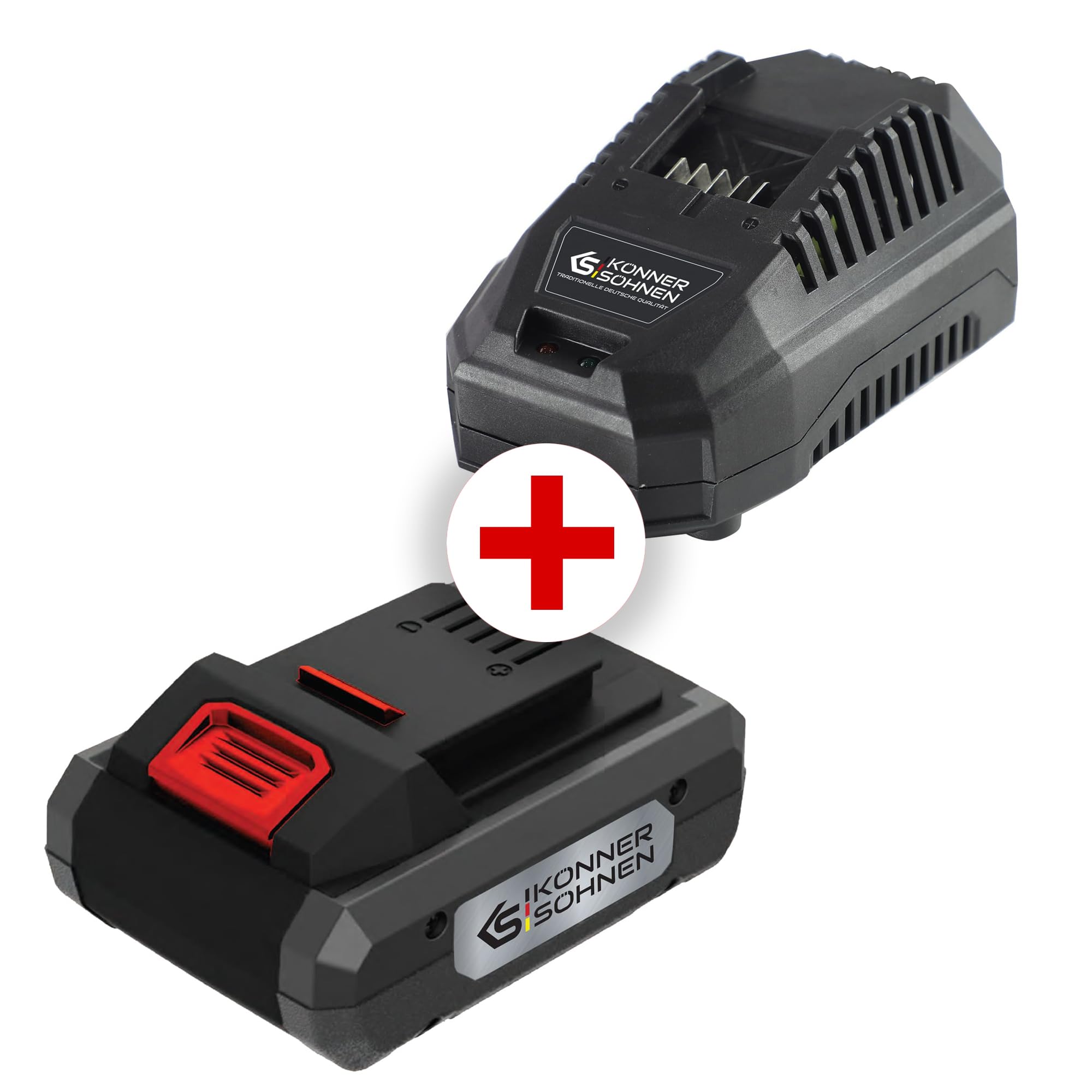 K&S Könner&Söhnen Juego de cargador para batería de ion de litio KS C45A + batería de ion de litio de 20 V KS 20 V4-2, cargador de batería, tensión nominal de salida 21,5 V, corriente de salida