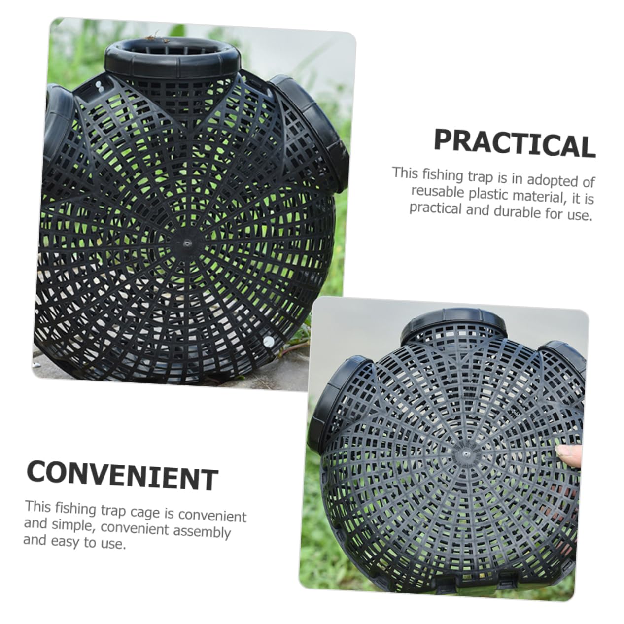 BESPORTBLE Trappola da Pesca Portatile per Gamberi e Granchi in Plastica Resistente, Set da 2 Pezzi Rete Staccabile, Adatta Ad Acqua Dolci e Salate per attività di Pesca all’Aperto