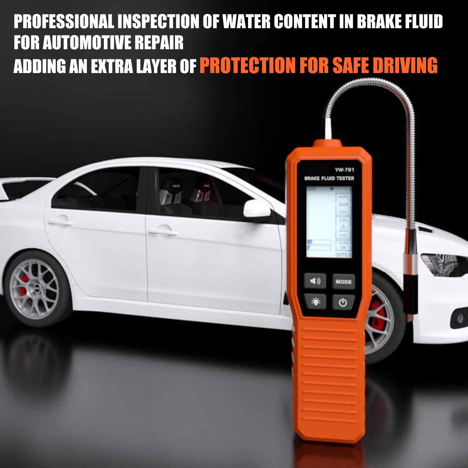 Strumento diagnostico automobilistico professionale Tester liquido freni con sonda a collo d'oca Design ergonomico Grip Tester fluido freni digitale