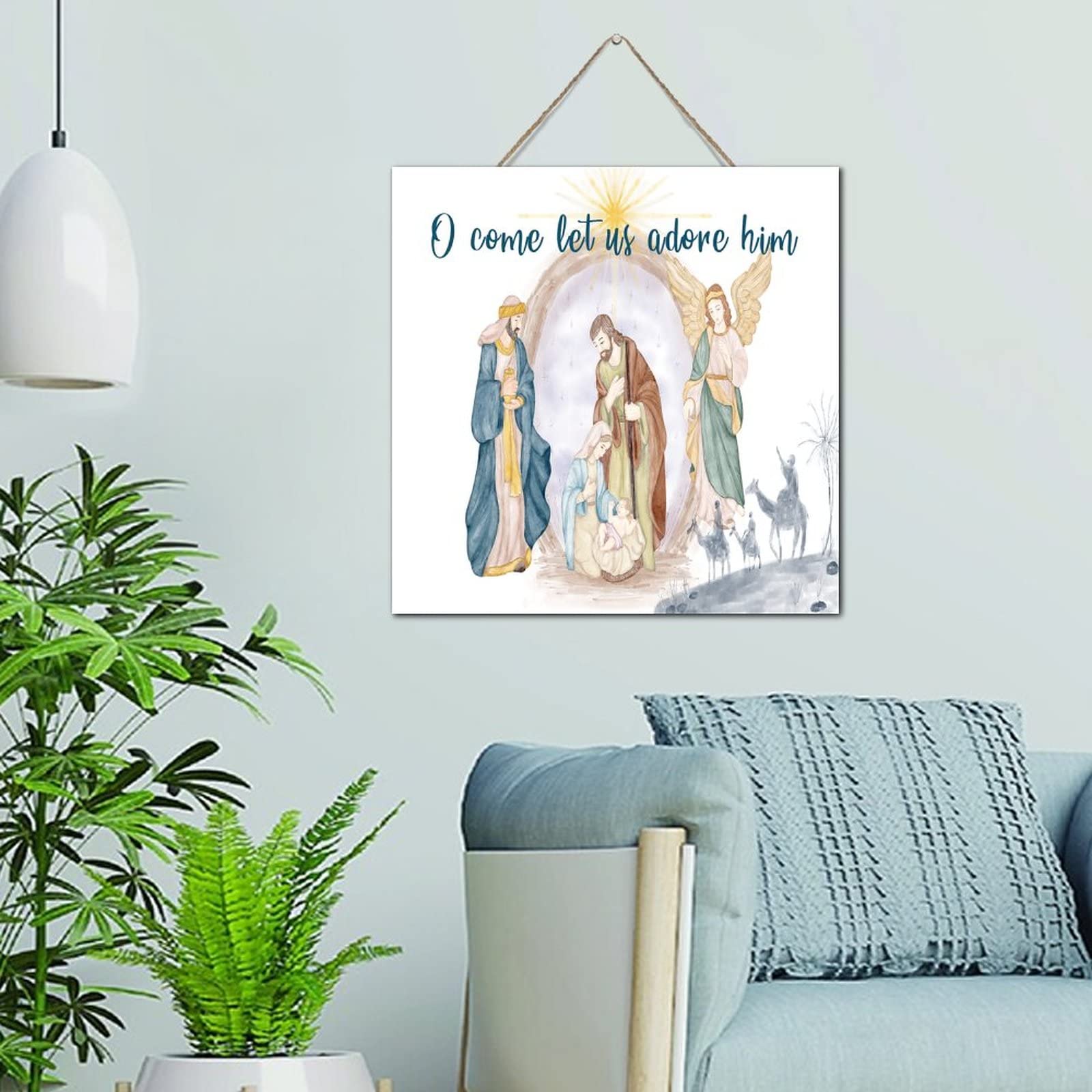 Scène de crèche de Noël bois pour embellir les petits murs vides et sombres