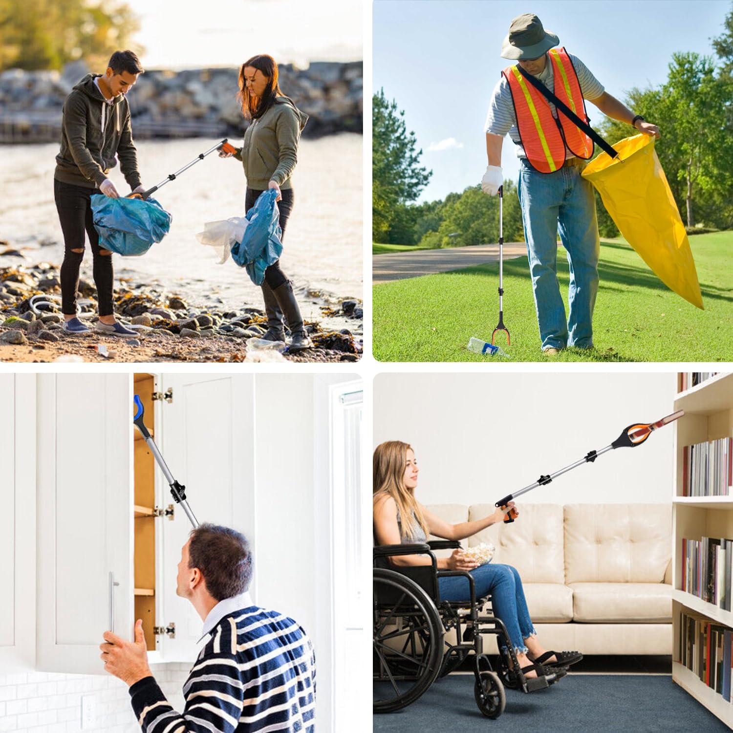 Pinza Raccogli Oggetti Telescopica 110cm - Testa Ruotabile 360° - Per Anziani E Disabili - Foto 8