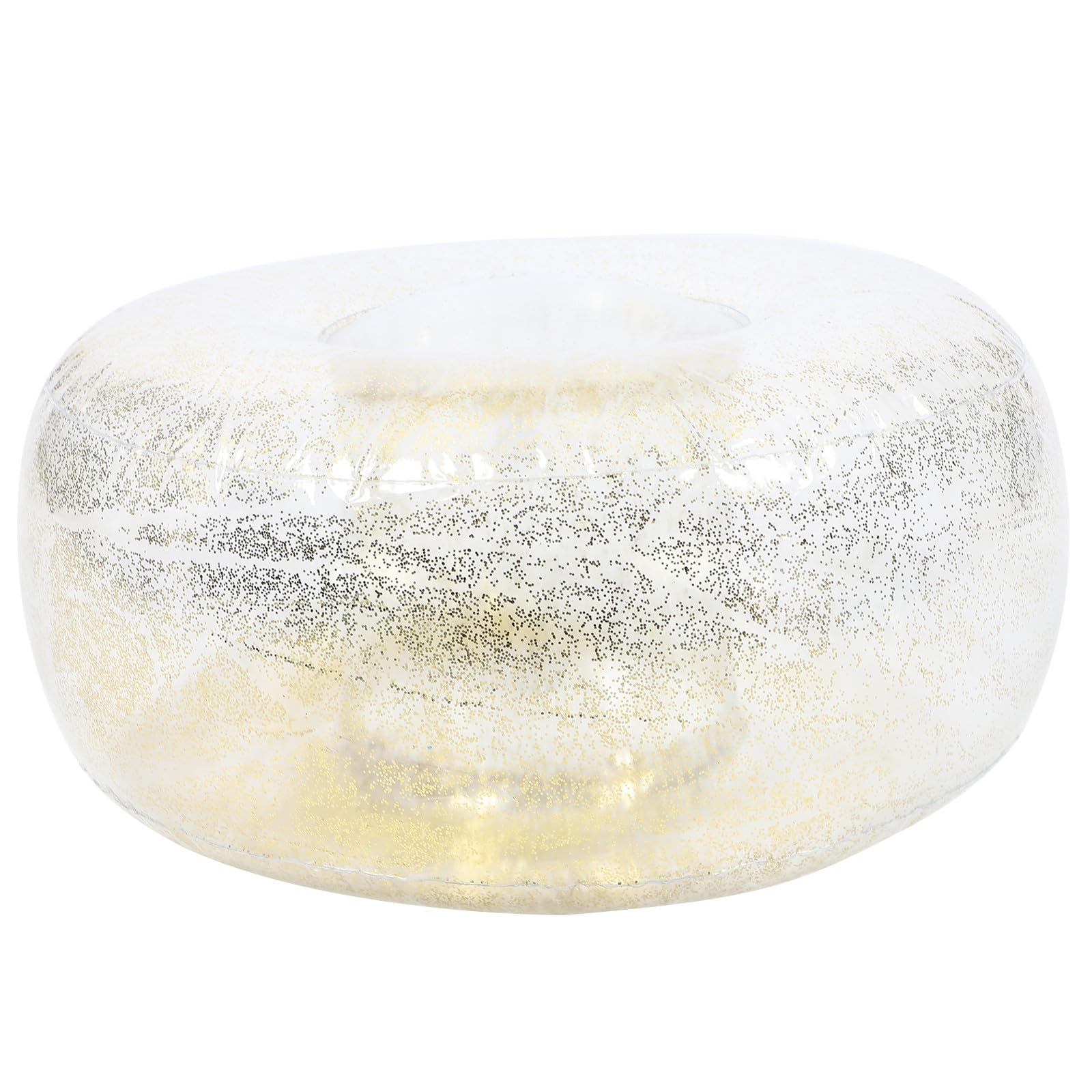 BESTOMZ Inflatable Footstool Sofa with Gold Sequin Cover, Portable Foldable Inflatable Foot Rest for Travel, Camping, and Car Use