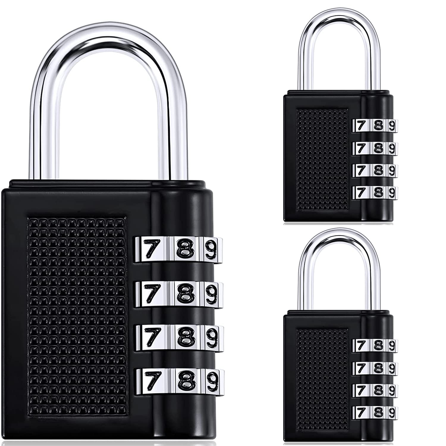 BEST MILEGABEST MILEGA Metal 4 Digit Number Lock for Bag, Luggage, Travel (Black) - Set of 3