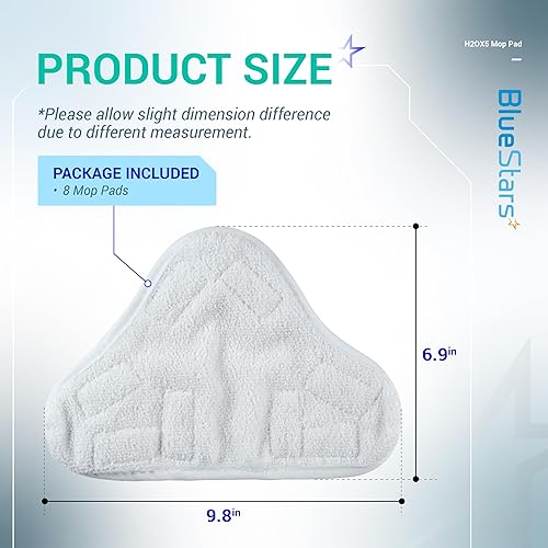 Vista 2 de BlueStars Paquete de 10 almohadillas de microfibra H2OX5 de repuesto para trapeador de vapor – Compatible con mopa de vapor H2O H20 X5 – Lavable