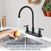Vista 4 de Kitchen Faucets, High Arc 360°Rotating Spout Kitchen Sink Faucet 2 Handle 8 Inch Centerset RV Kitchen Faucet with Supply Lines, 3 Hole Kitchen Mate