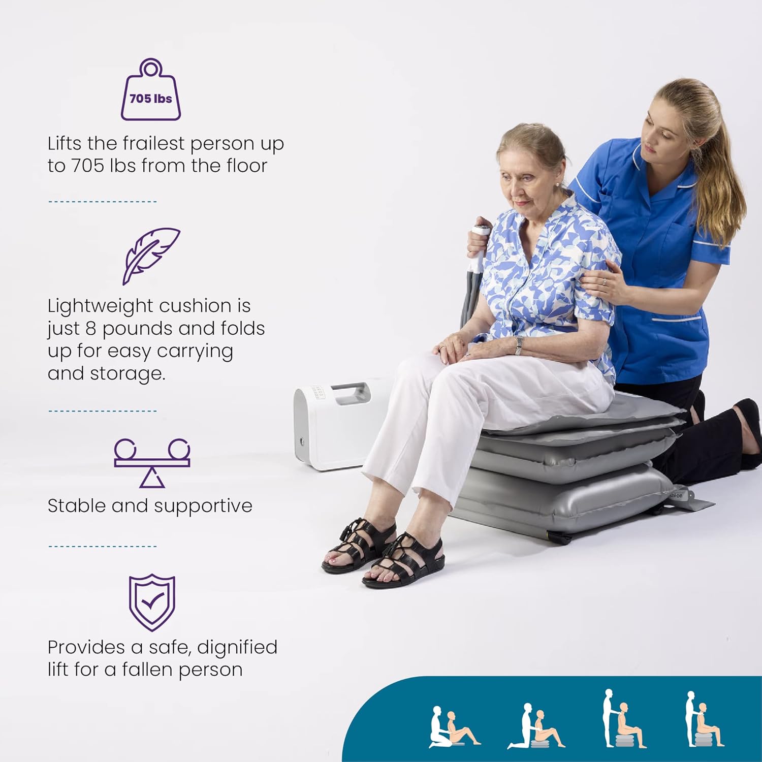 ELK Inflatable Cushion Lift for Elderly Fall Risk Prevention - Portable Air Cushion Lift for Home Use, Floor to Stand Lift, Handicap Electric Chair Lift, Disability Equipment - FSA/HSA Eligible