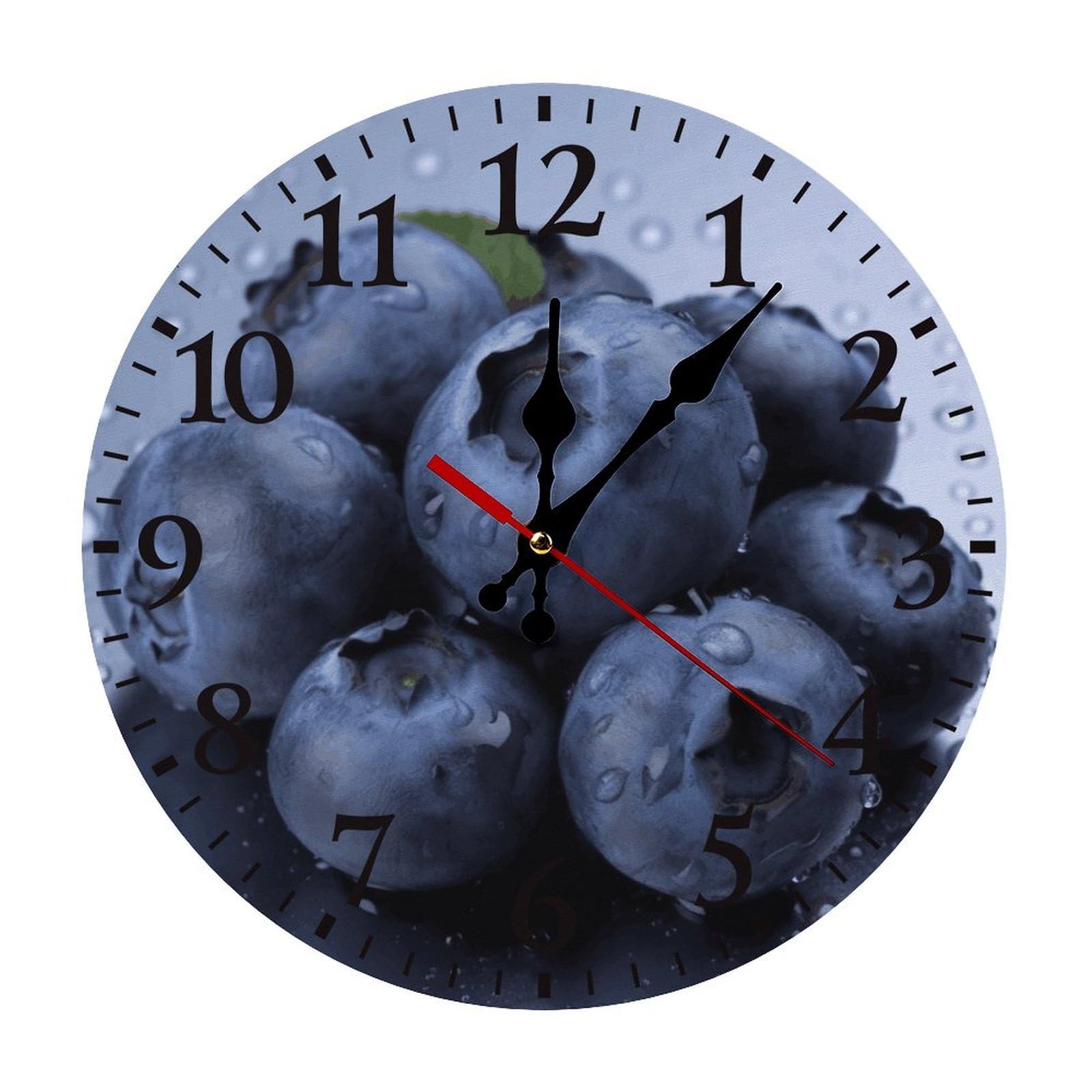 NTVOWPZO 10 Inch Wall Clock Blueberry Battery Operated Wall Clocks Silent Non-Ticking Round Wall Clock for Living Room Kitchen Home Office Wall Decorative Clock