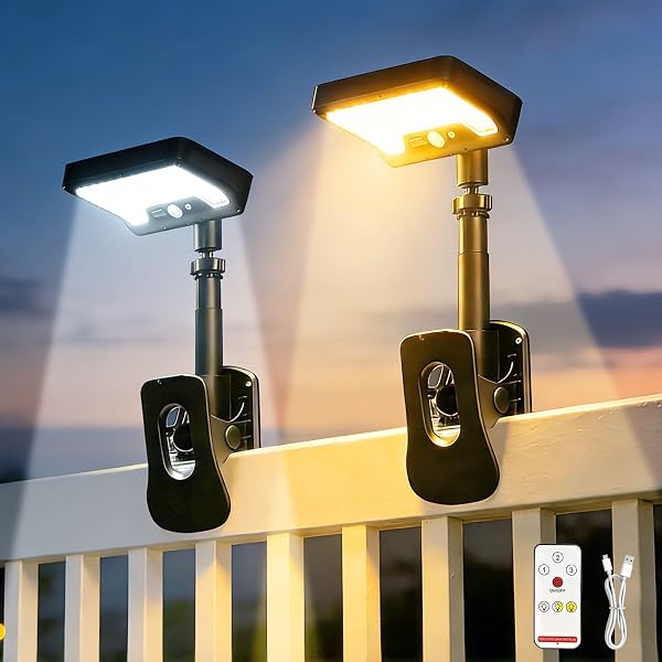 INDARUN Lampes Solaires D'extérieur avec Télécommande, Lampe de Sécurité Solaire avec Détecteur de Mouvement pour Clôture, Garage, Camping, Allée, lot de 2 - 1