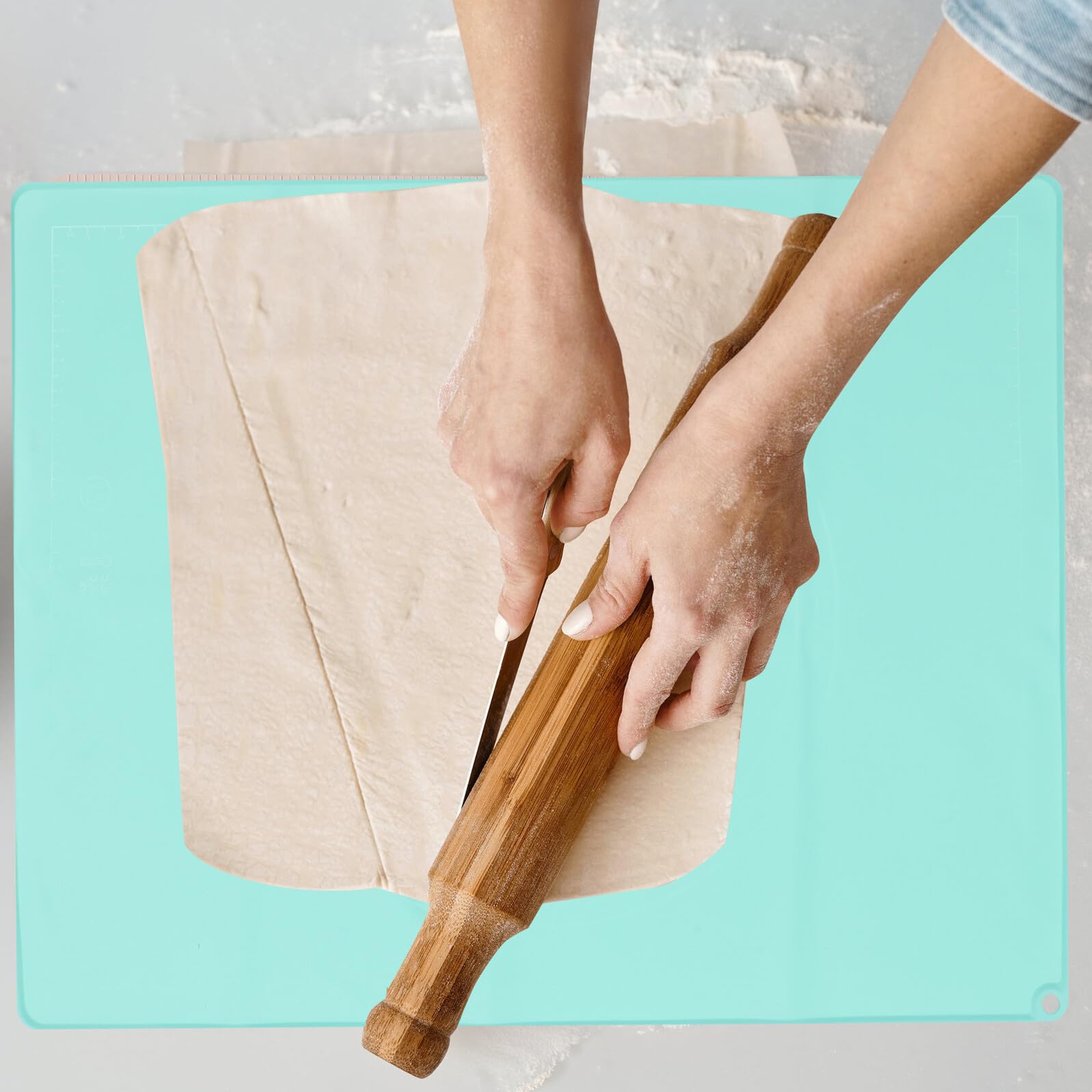 SHINEOFI Silikon Knetmatte 60x80cm Rutschfest Antihaftbeschichtet Teigmatte für Backen und Kochen Küchenrolle Haushalts Backmatte Bpa Frei