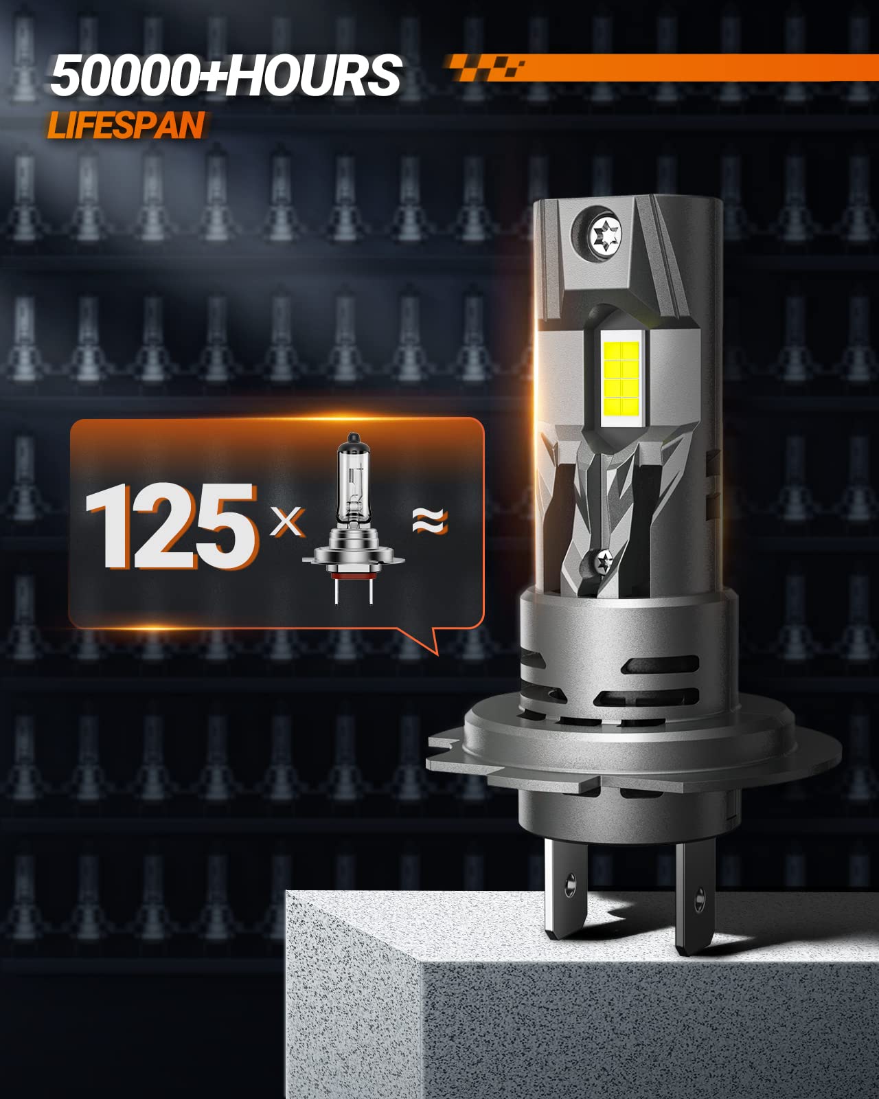 SEALIGHT H7 LED Bulbs 60000LM for ATVs & Powersports, 60000LM Brighteness Wireless Lights Easy Installation 10 Years Lifespan Daytime Running Lamp Modules- Pack of 2