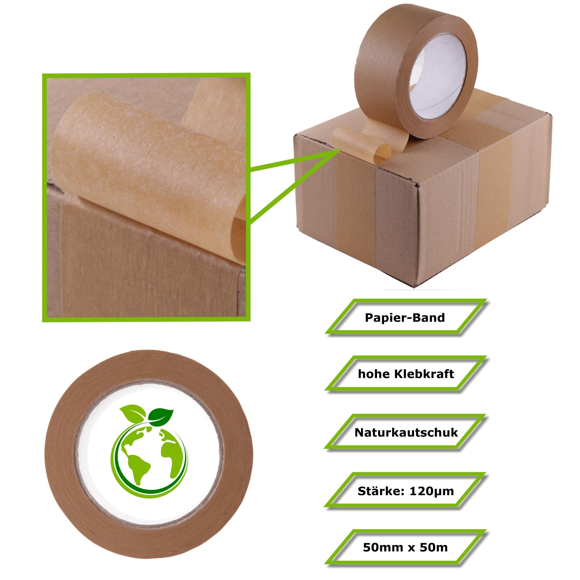 RAJA Nastro Adesivo In Carta, 50 Mm X 50 M, Avana (confezione 6 Rotoli - Foto 4