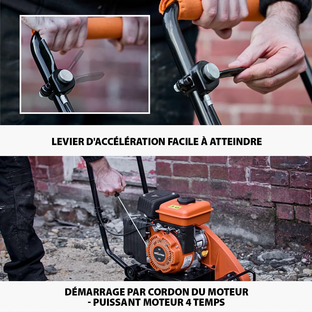 Evolution Power Tools Hulk Compacteur à essence à plaque vibrante, Idéale pour une excellente preparation de surfaces, Concasse, Sable, Graviers,Terre & Sols, 750 W Garantie 3 ans